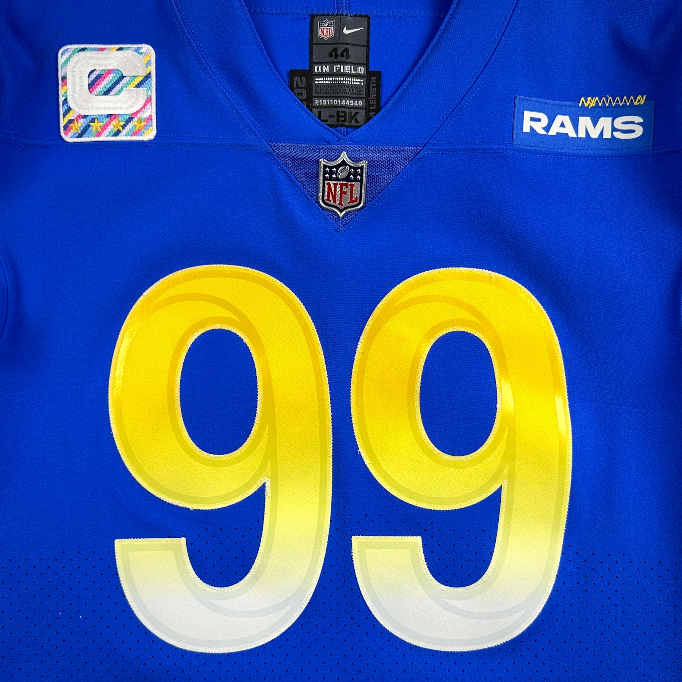 2021 Nike NFL Team Issued Jersey Los Angeles Rams Aaron Donald Crucial Catch 44