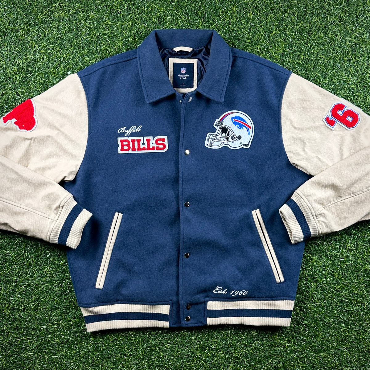 Abercrombie & Fitch NFL Varsity Bomber Jacket Buffalo Bills Sz. L