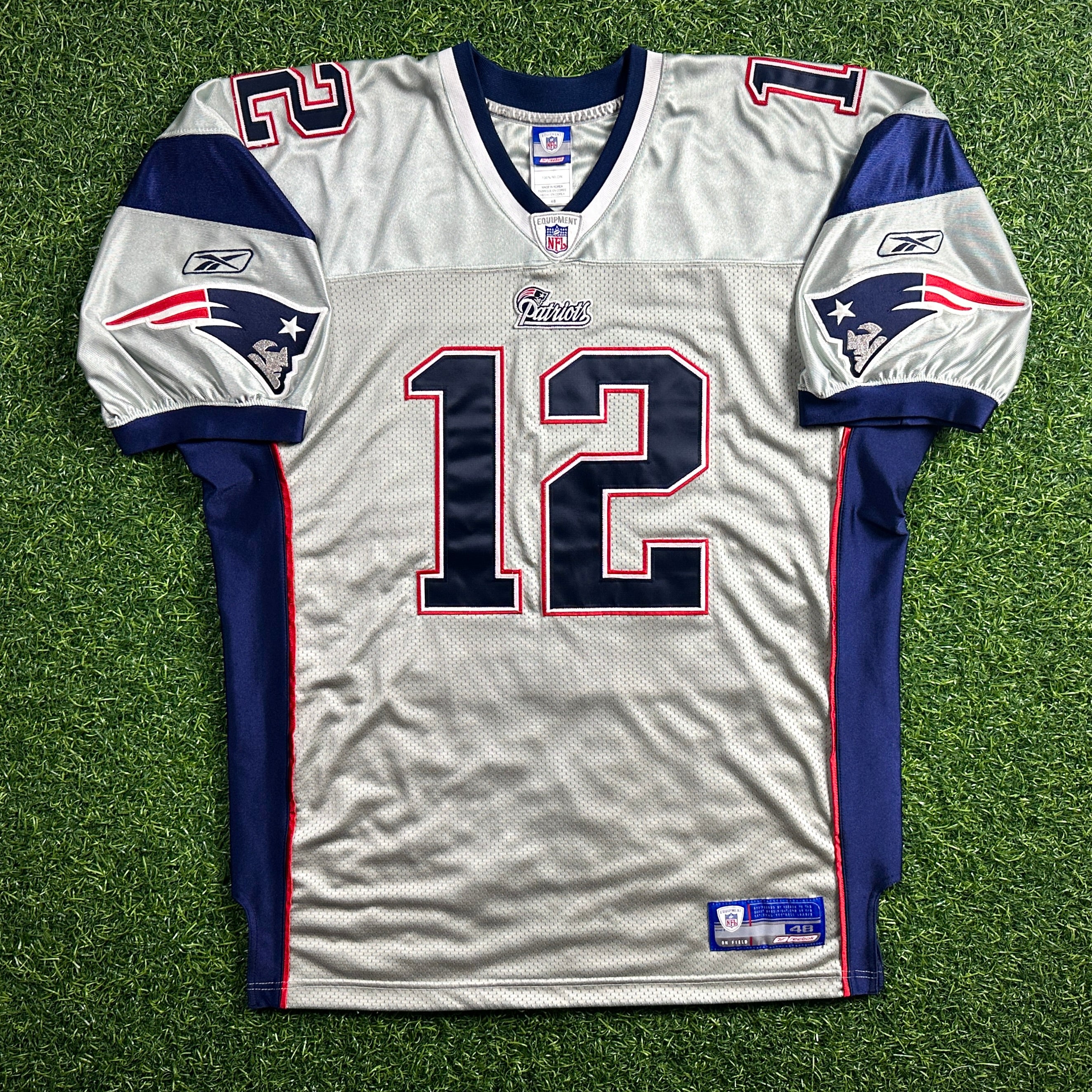 2003 Reebok NFL Authentic Jersey New England Patriots Tom Brady Sz. 48 Silver Alternate