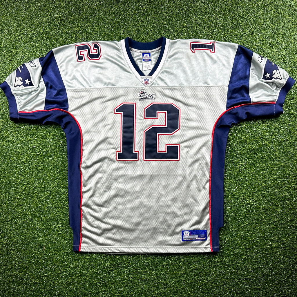 2003 Reebok NFL Authentic Jersey New England Patriots Tom Brady Sz. 52 Silver Alternate