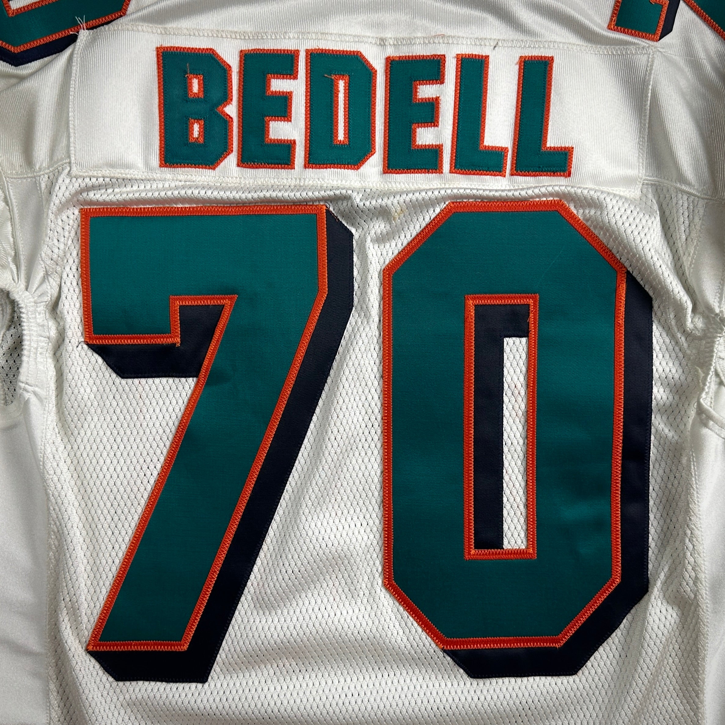 2003 Reebok NFL Game Used Worn Jersey Miami Dolphins Brad Bedell Sz. 50 Vintage