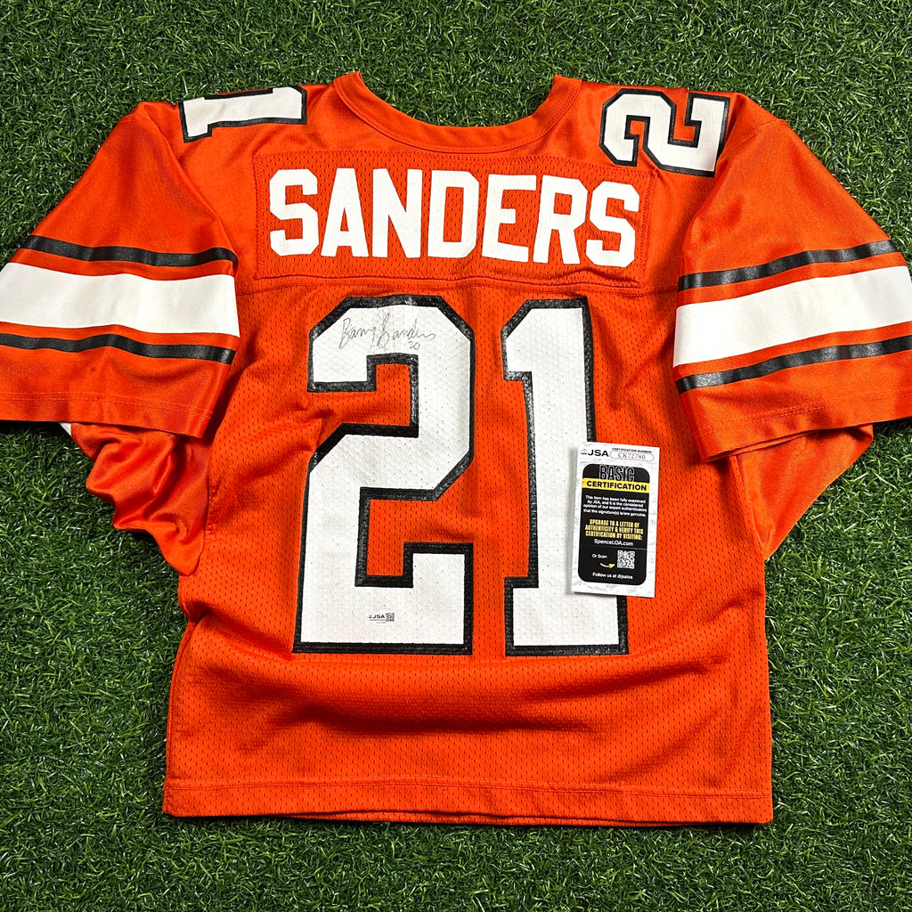 1988 Russell NCAA Team-Issued Jersey Oklahoma State Cowboys Barry Sanders Autograph JSA
