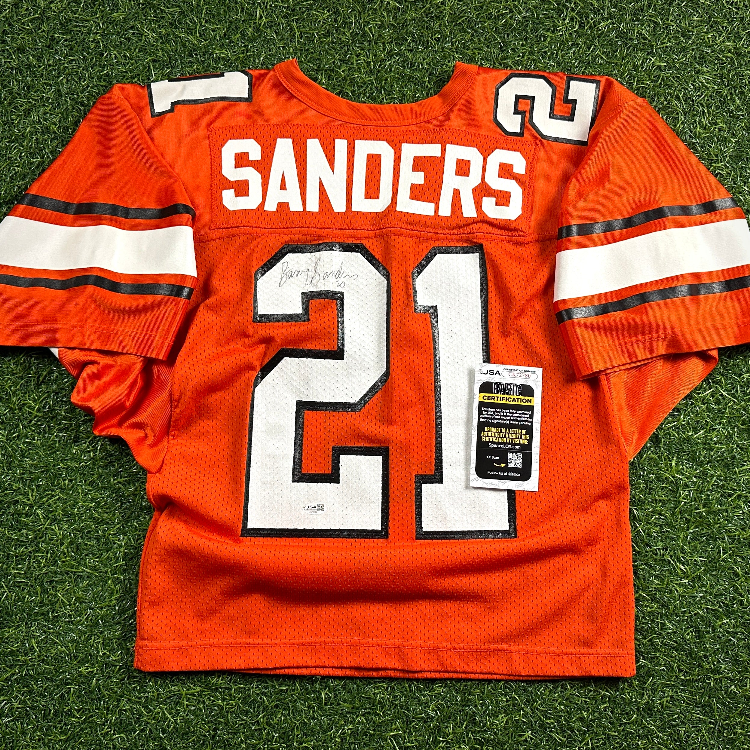 1988 Russell NCAA Team-Issued Jersey Oklahoma State Cowboys Barry Sanders Autograph JSA