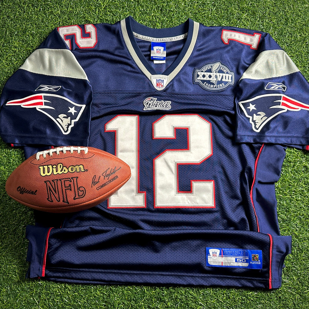 2004 Reebok NFL Authentic Jersey New England Patriots Tom Brady Sz 50 Super Bowl
