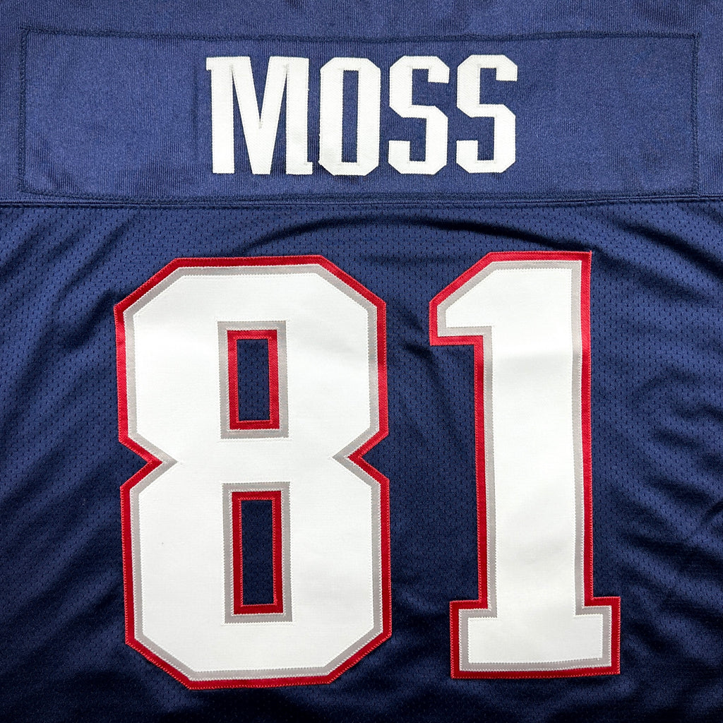 2007 Reebok NFL Authentic Jersey New England Patriots Randy Moss Blue Home Sz. 52