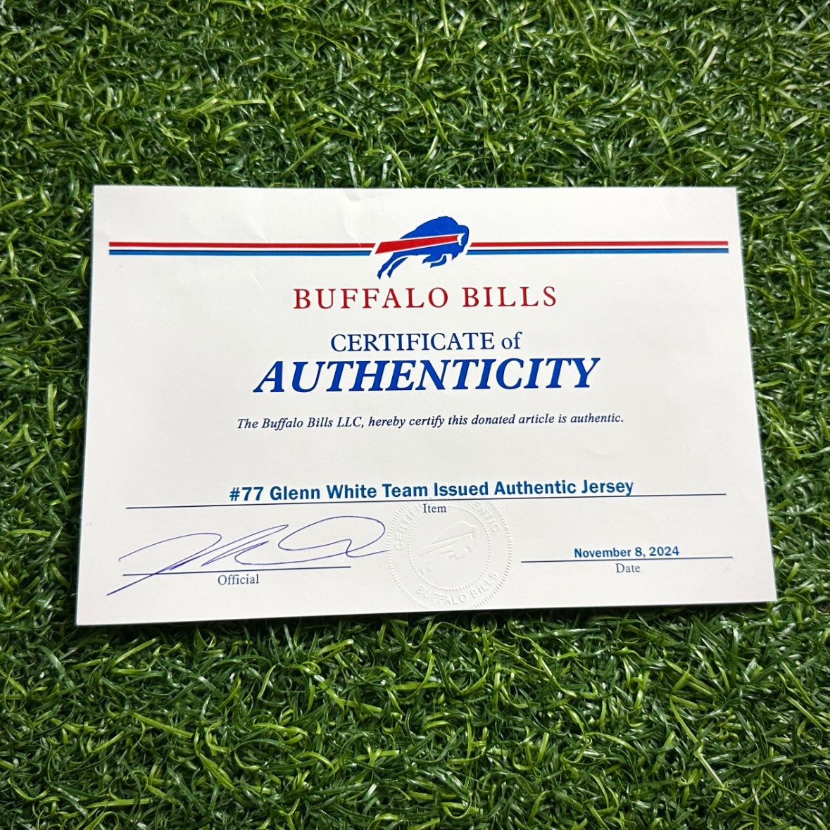 2017 Nike NFL Team-Issued Game Jersey Buffalo Bills Cordy Glenn Team COA