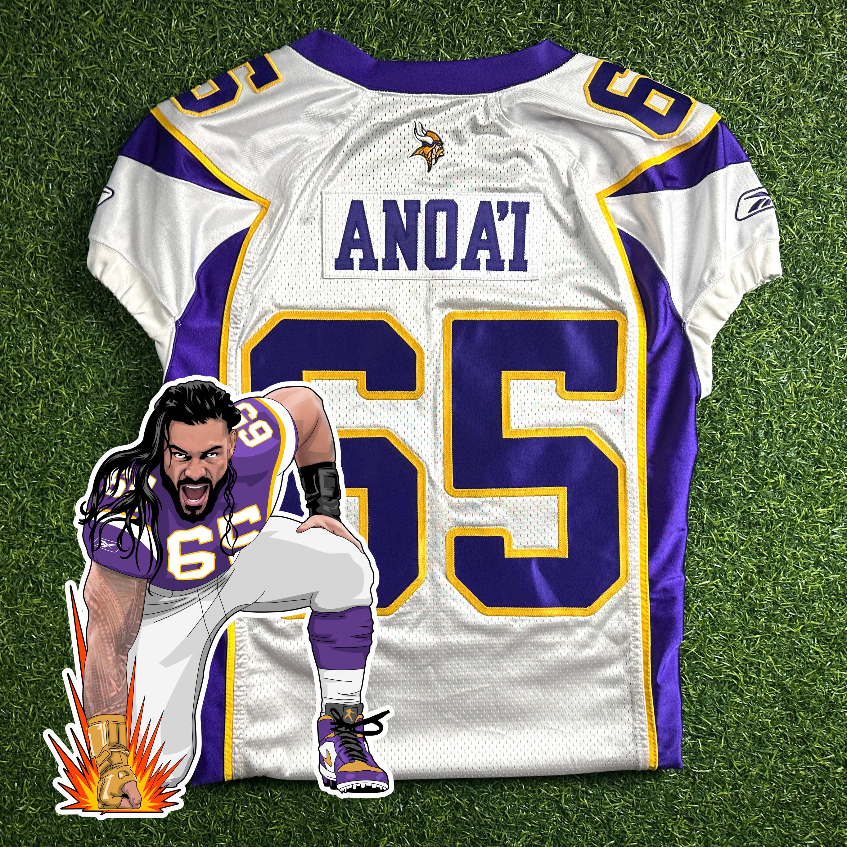 2007 Reebok NFL Team Issued Jersey Minnesota Vikings Joe Anoa’i Roman Reigns WWE Sz. 48