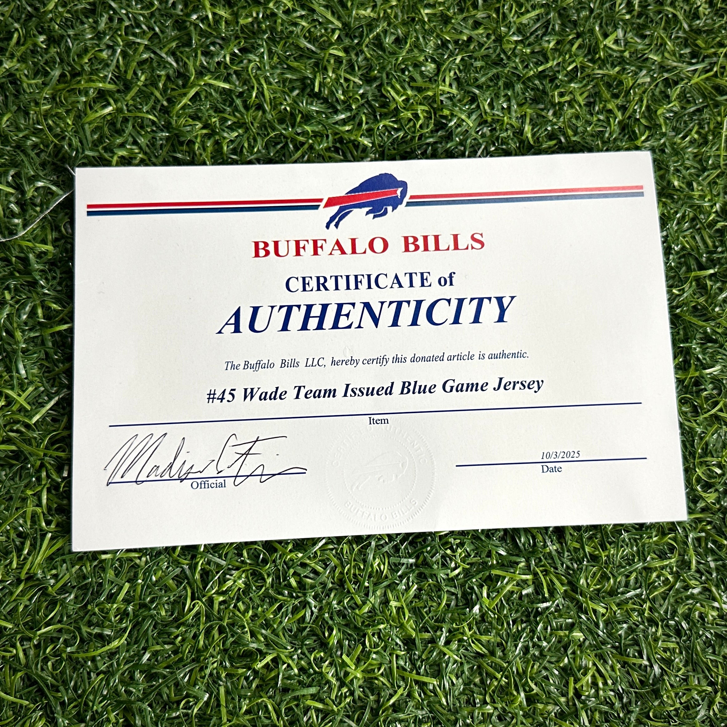 Nike NFL Game Used Blue Jersey Buffalo Bills Christian Wade & Marcus Murphy Team COA