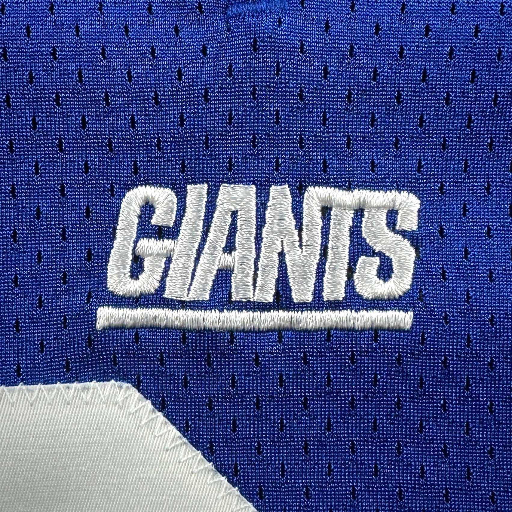 2001 Reebok NFL Authentic Jersey New York Giants Jason Sehorn Sz. 48 Helmet Tag