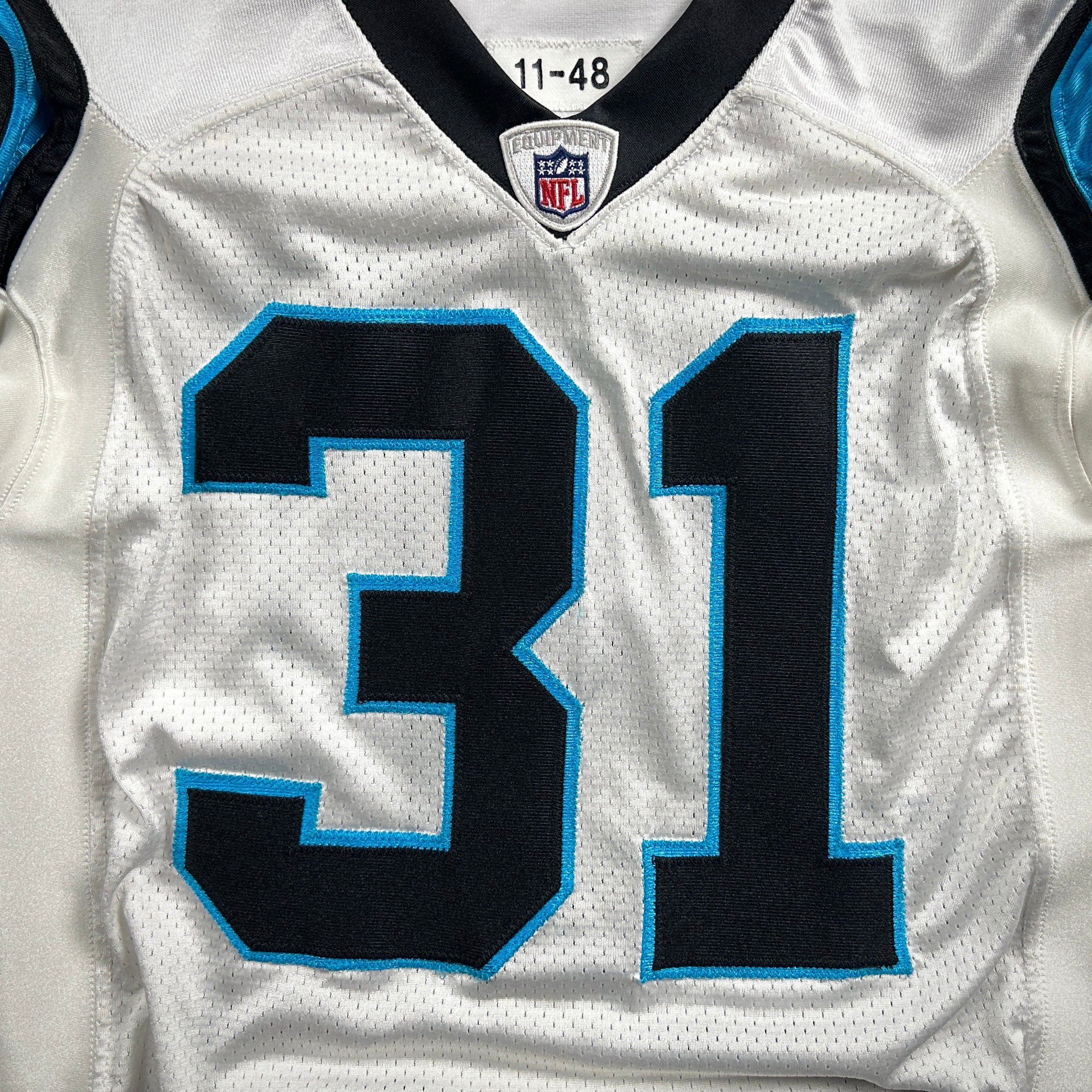 2011 Reebok NFL Game Used Worn Jersey Carolina Panthers Richard Marshall Sz. 48