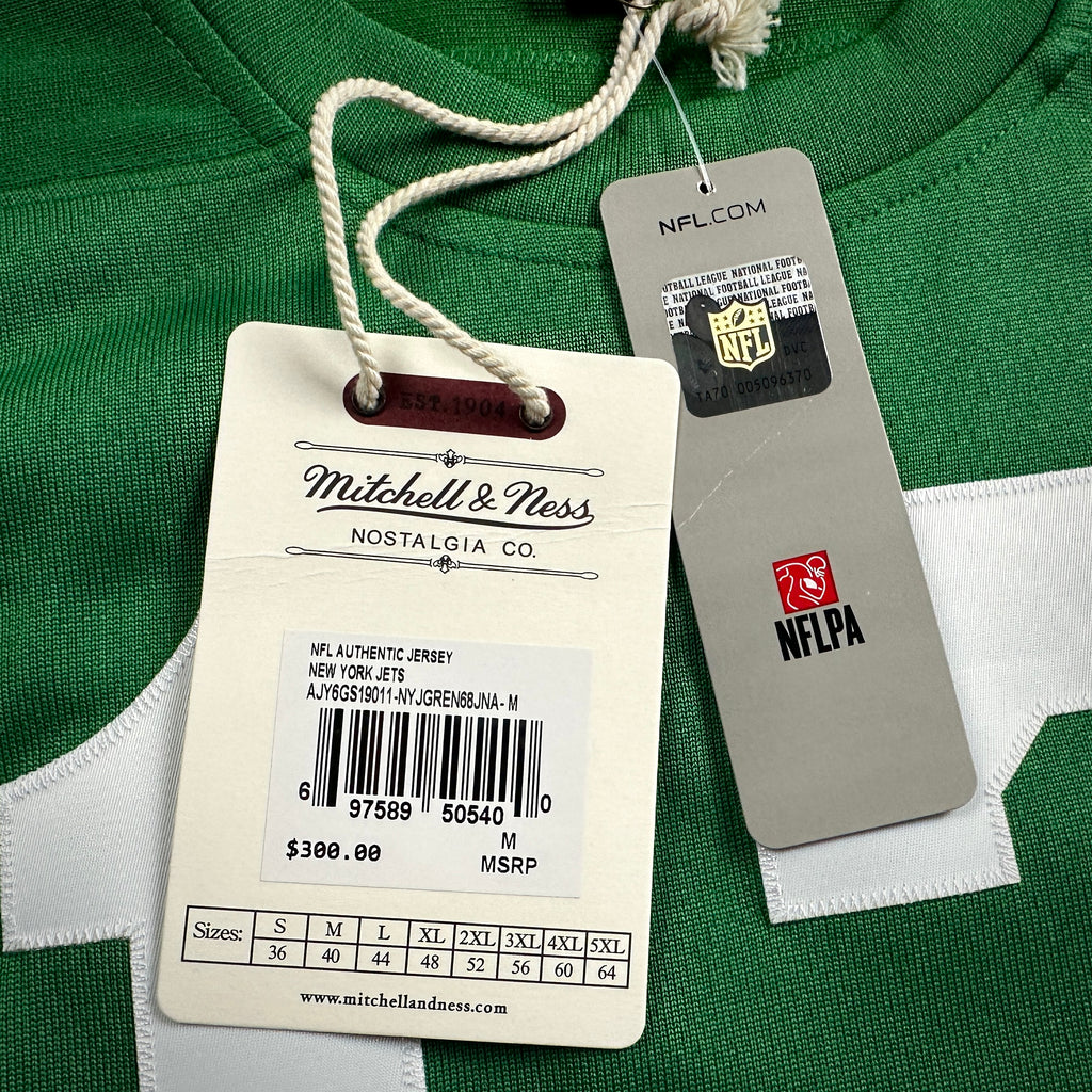New! Mitchell & Ness AFL 1968 Authentic Throwback Jersey New York Jets Joe Namath Sz. 40 (M)