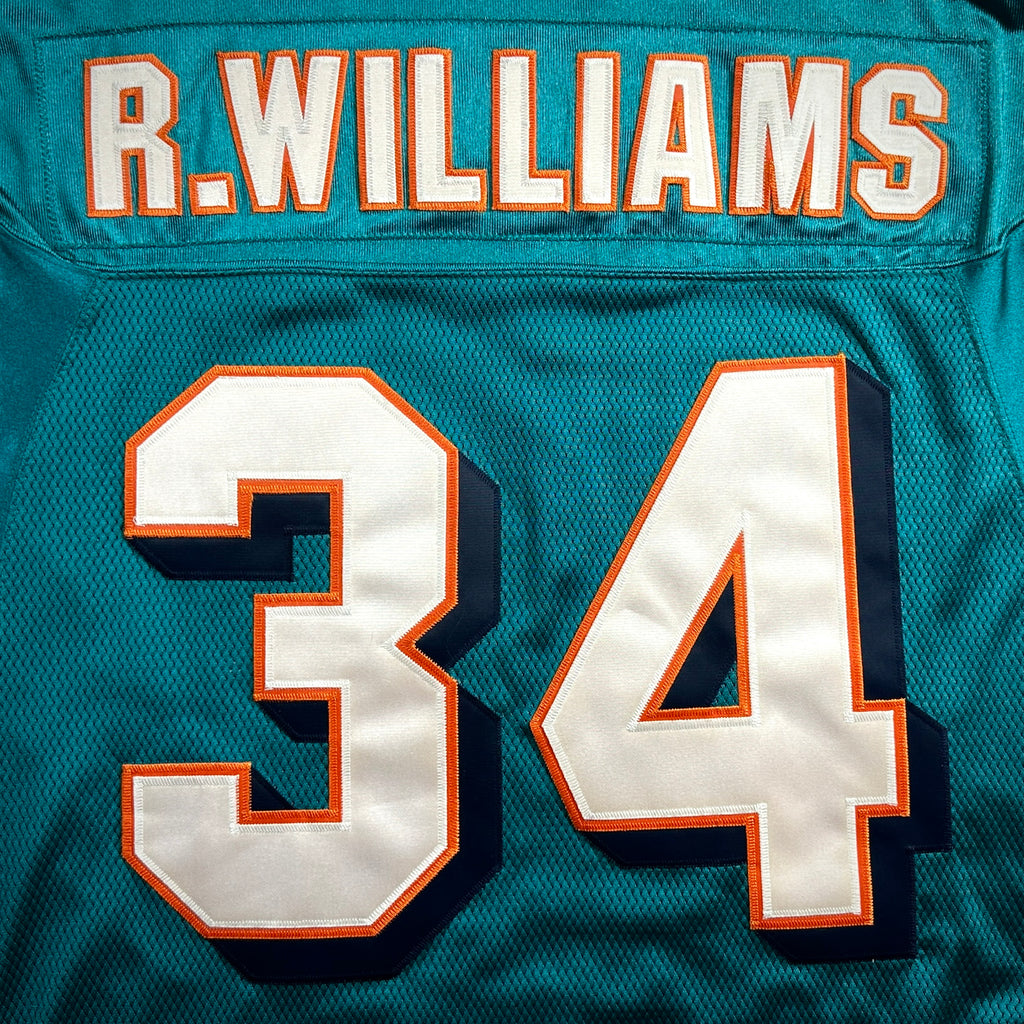 2002 Reebok NFL Authentic Jersey Miami Dolphins Ricky Williams Sz. 50 Anniversary Patch