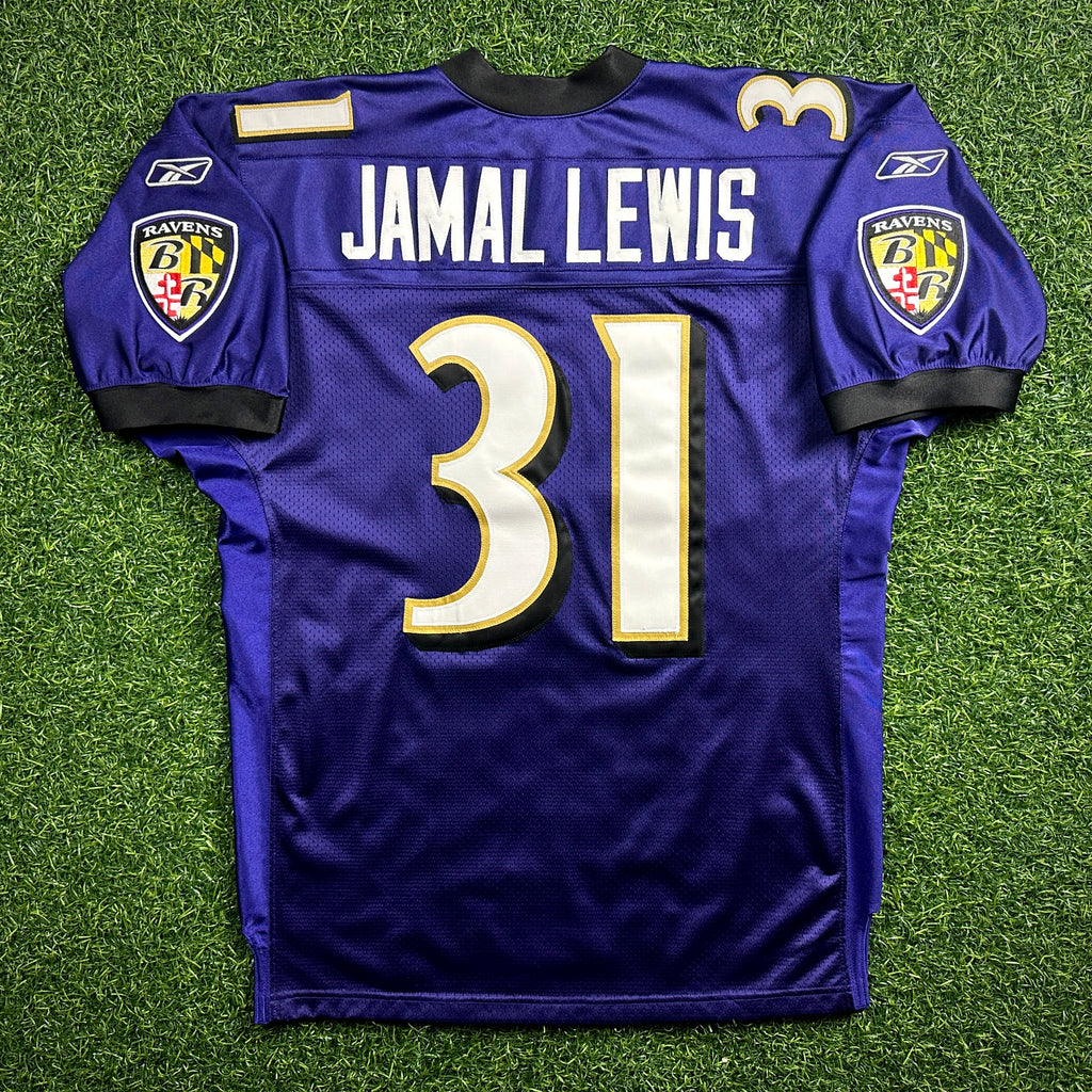2001 Reebok NFL Authentic Jersey Baltimore Ravens Jamal Lewis Sz. 48 Helmet Tag