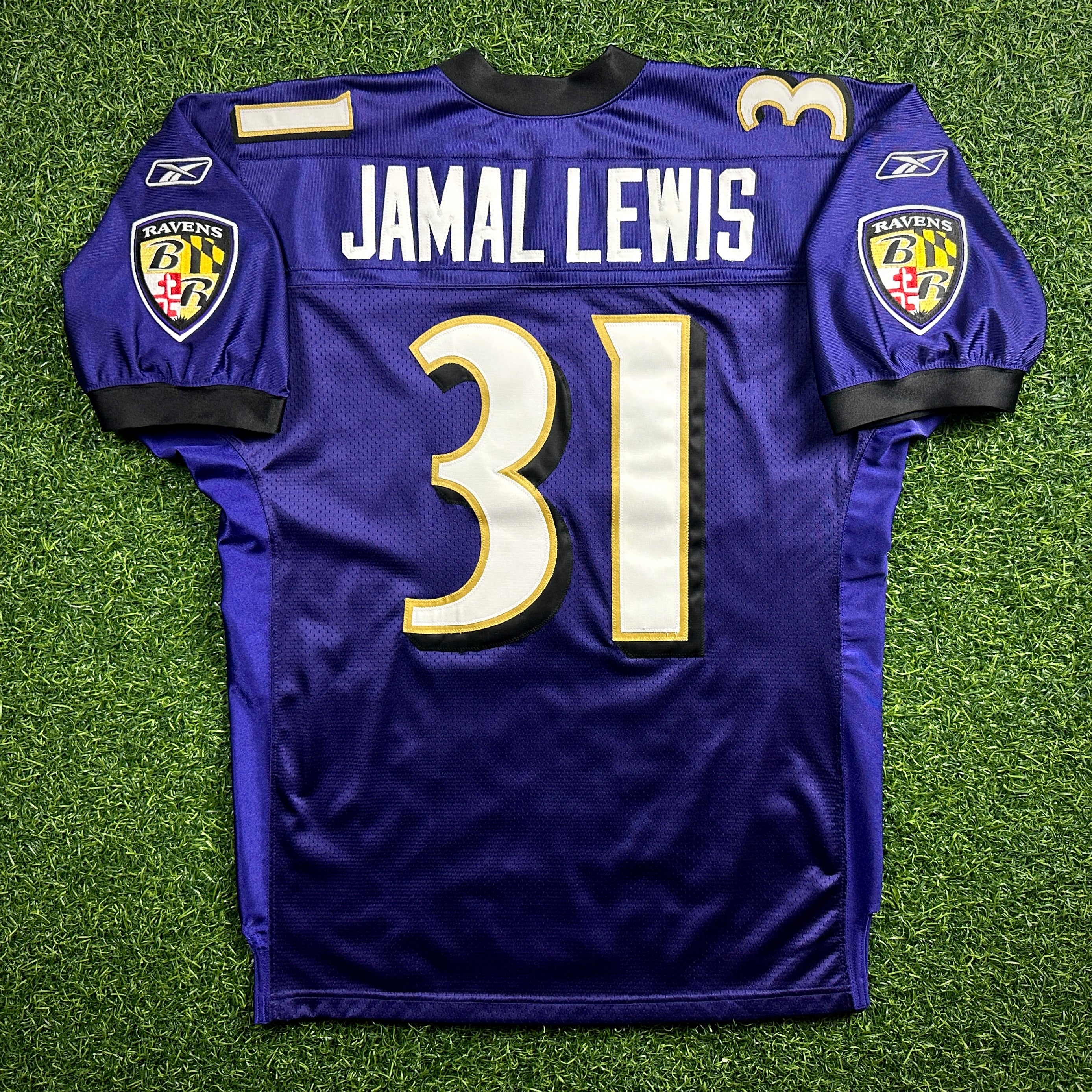 2001 Reebok NFL Authentic Jersey Baltimore Ravens Jamal Lewis Sz. 48 Helmet Tag