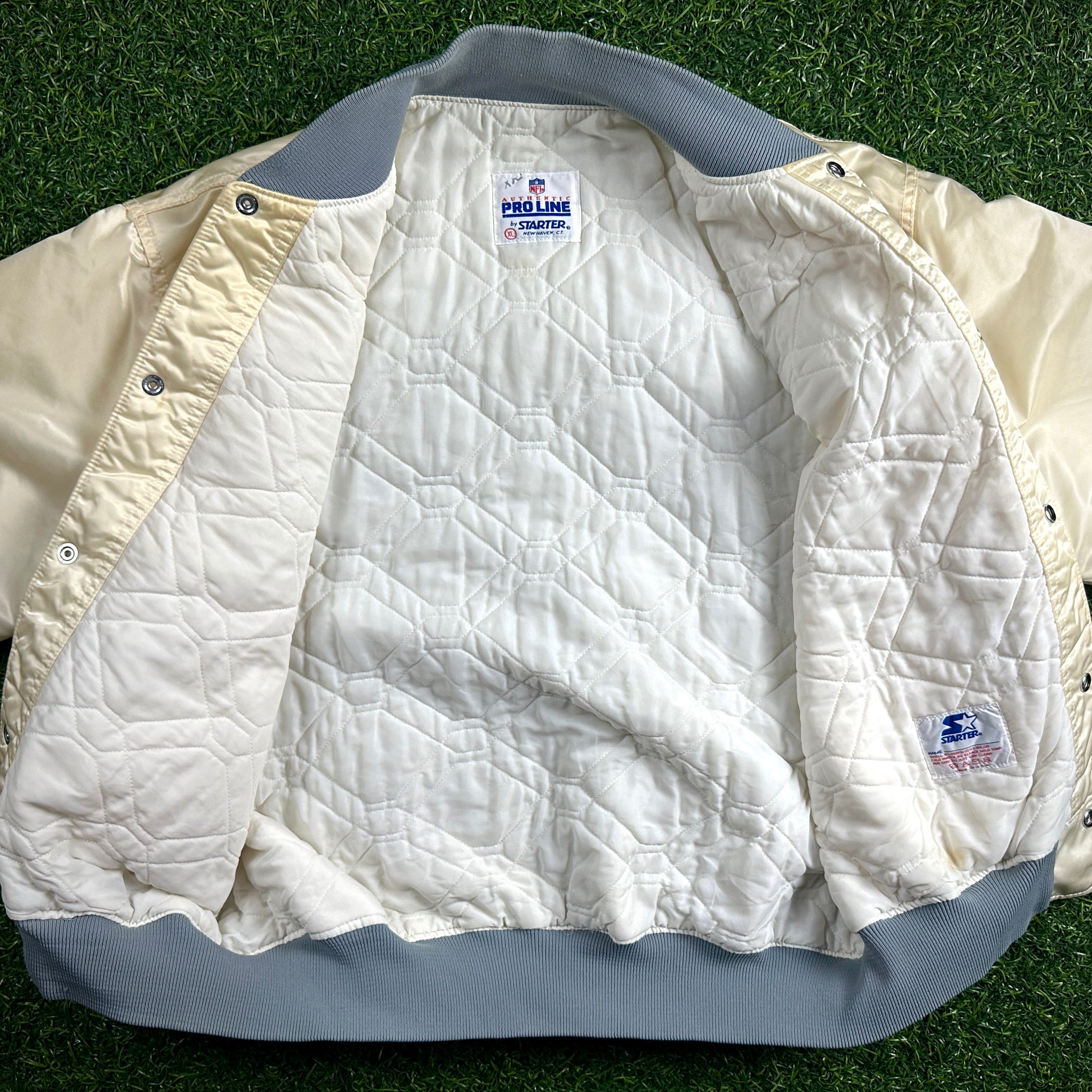 90’s Starter NFL Pro Line Jacket Los Angeles Raiders White Sz. XL (L) Vintage