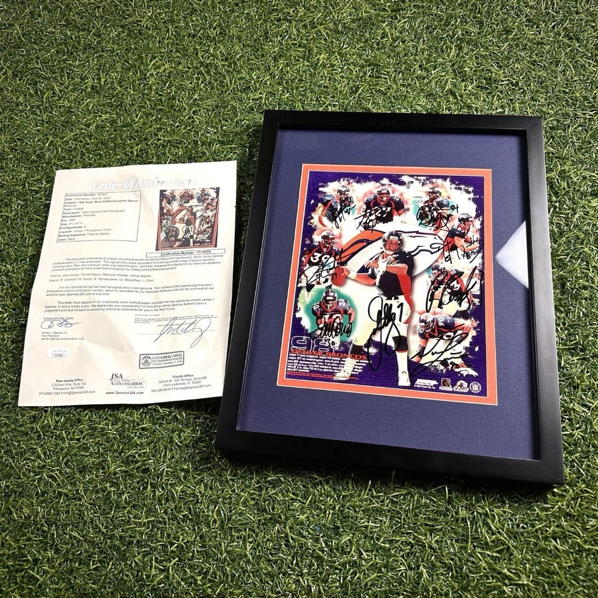 1998 NFL Autograph 8x10 Photo Denver Broncos 9 Players JSA COA