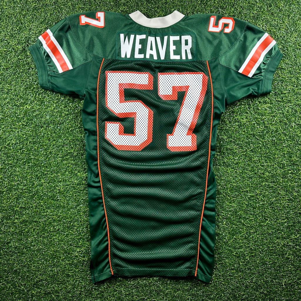 1999 Nike NCAA Game-Used Jersey Miami Hurricanes Jermell Weaver Sz. 48 Set 1