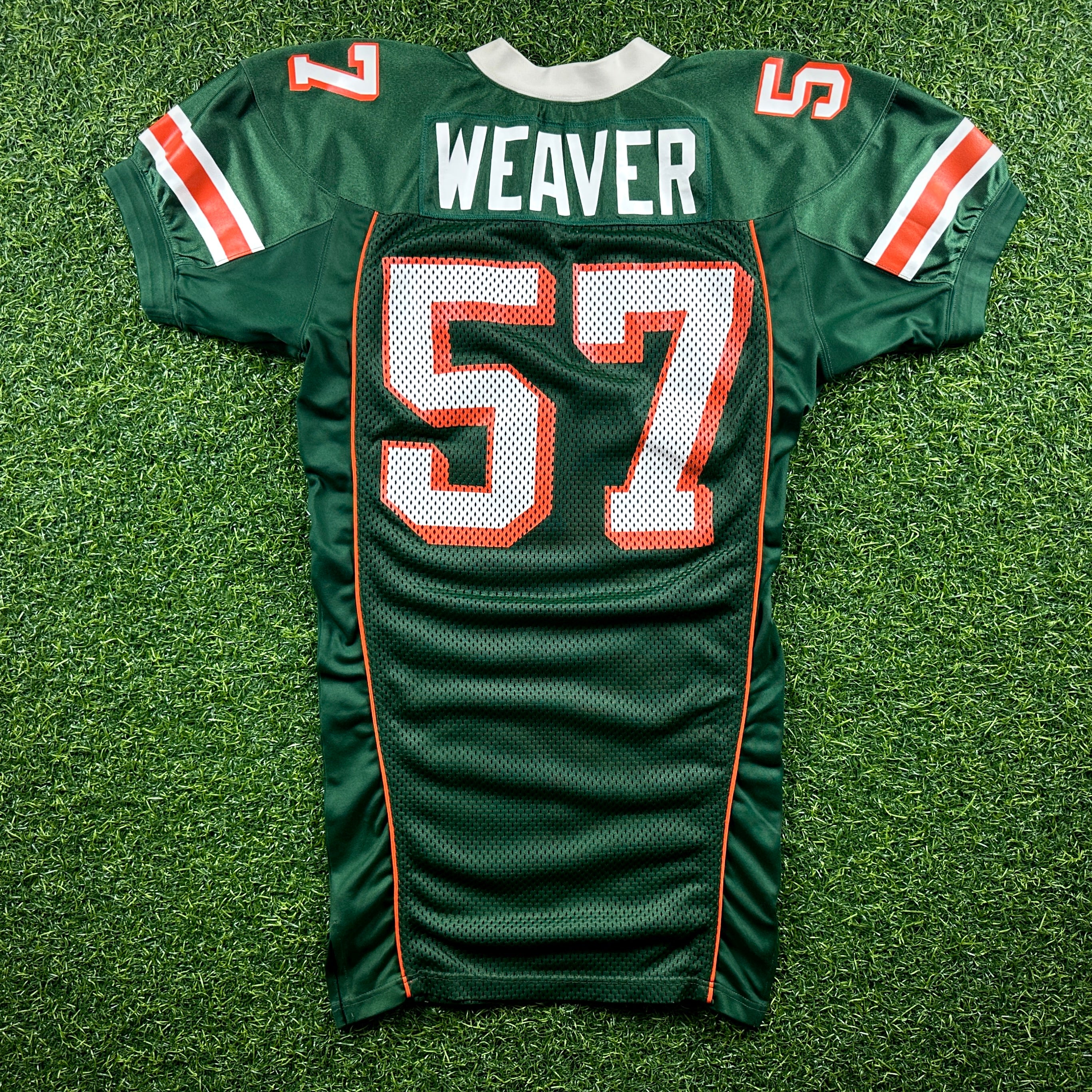 1999 Nike NCAA Game-Used Jersey Miami Hurricanes Jermell Weaver Sz. 48 Set 1