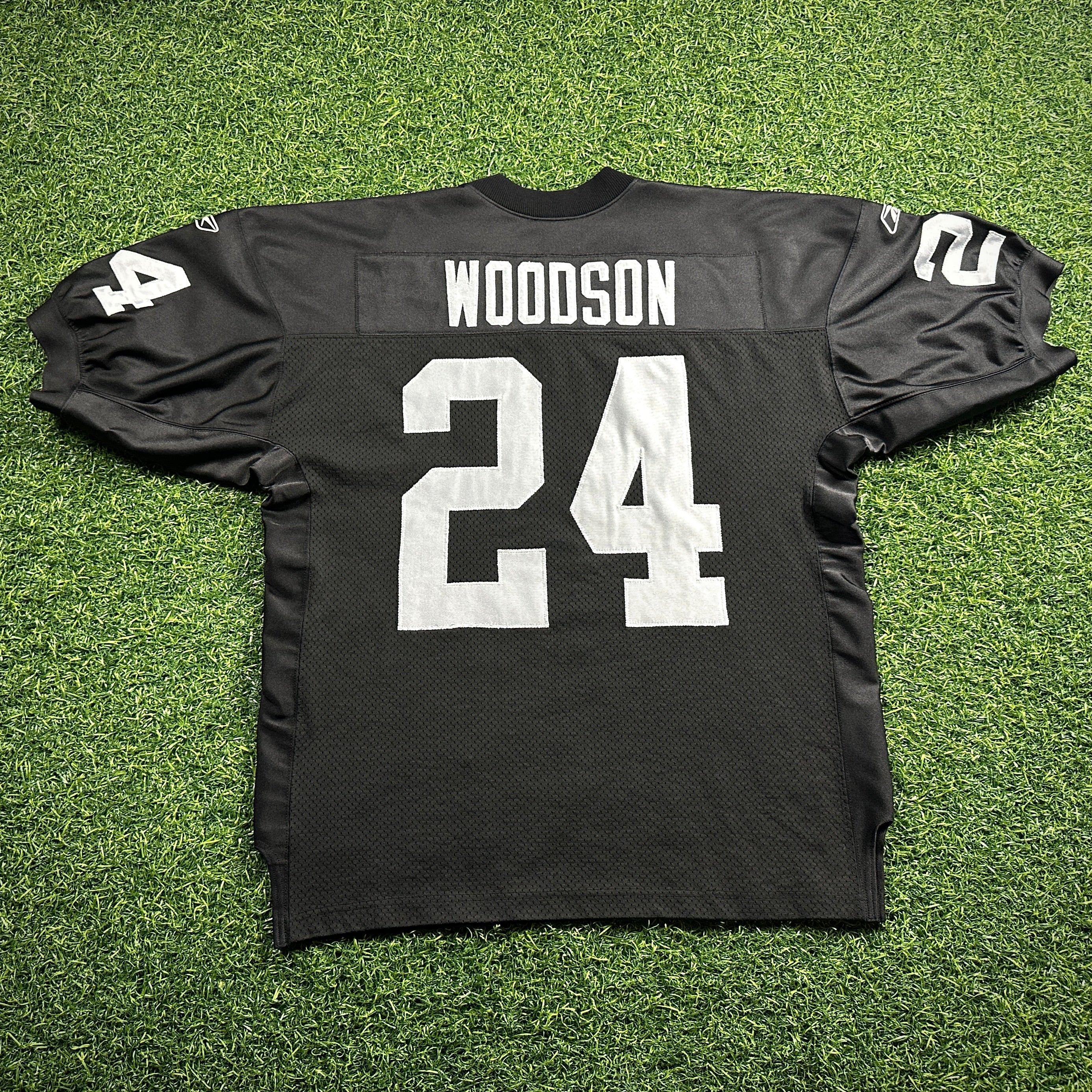 2001 Reebok NFL Authentic Jersey Oakland Raiders Charles Woodson Sz. 48 Vintage
