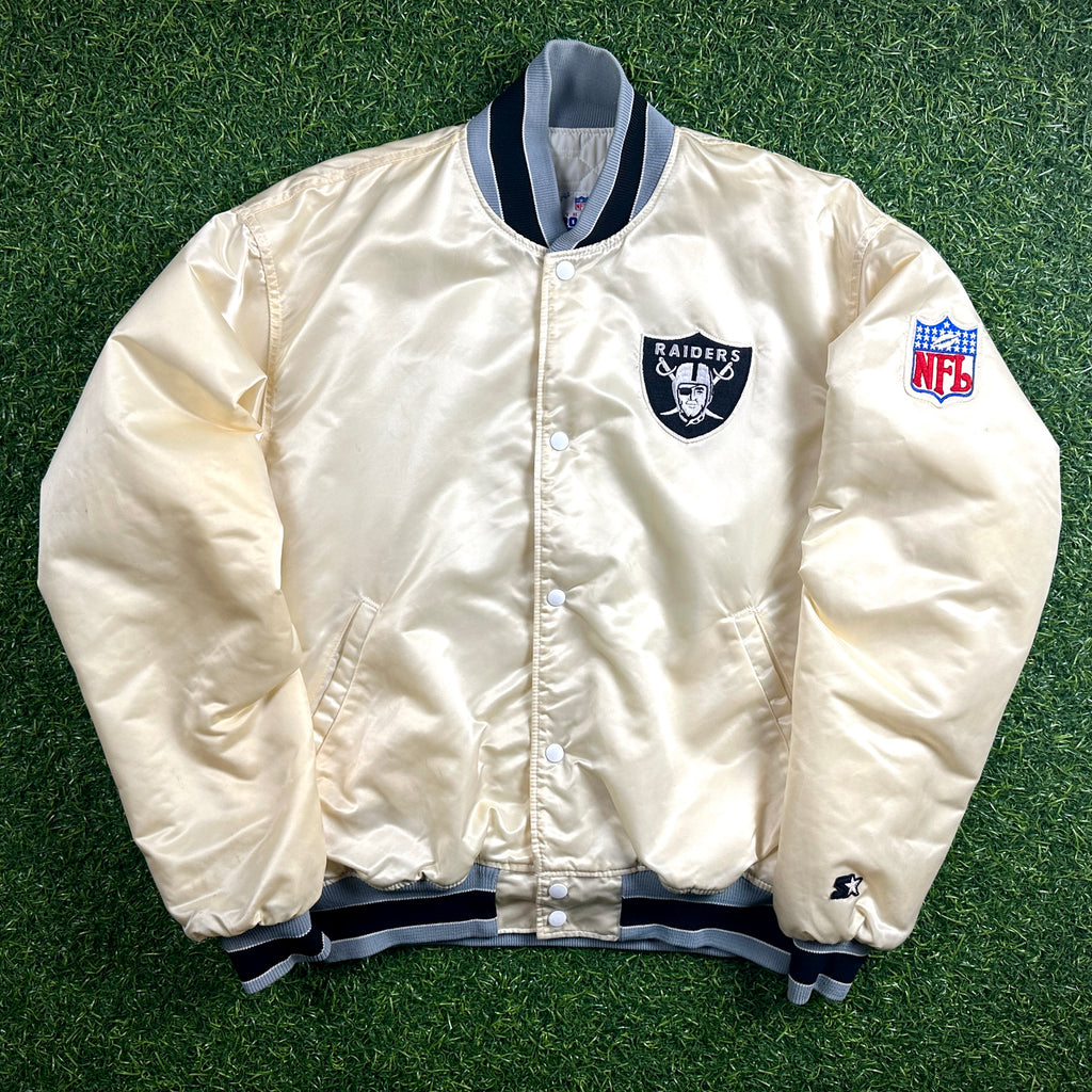 90’s Starter NFL Pro Line Jacket Los Angeles Raiders White Sz. XL (L) Vintage