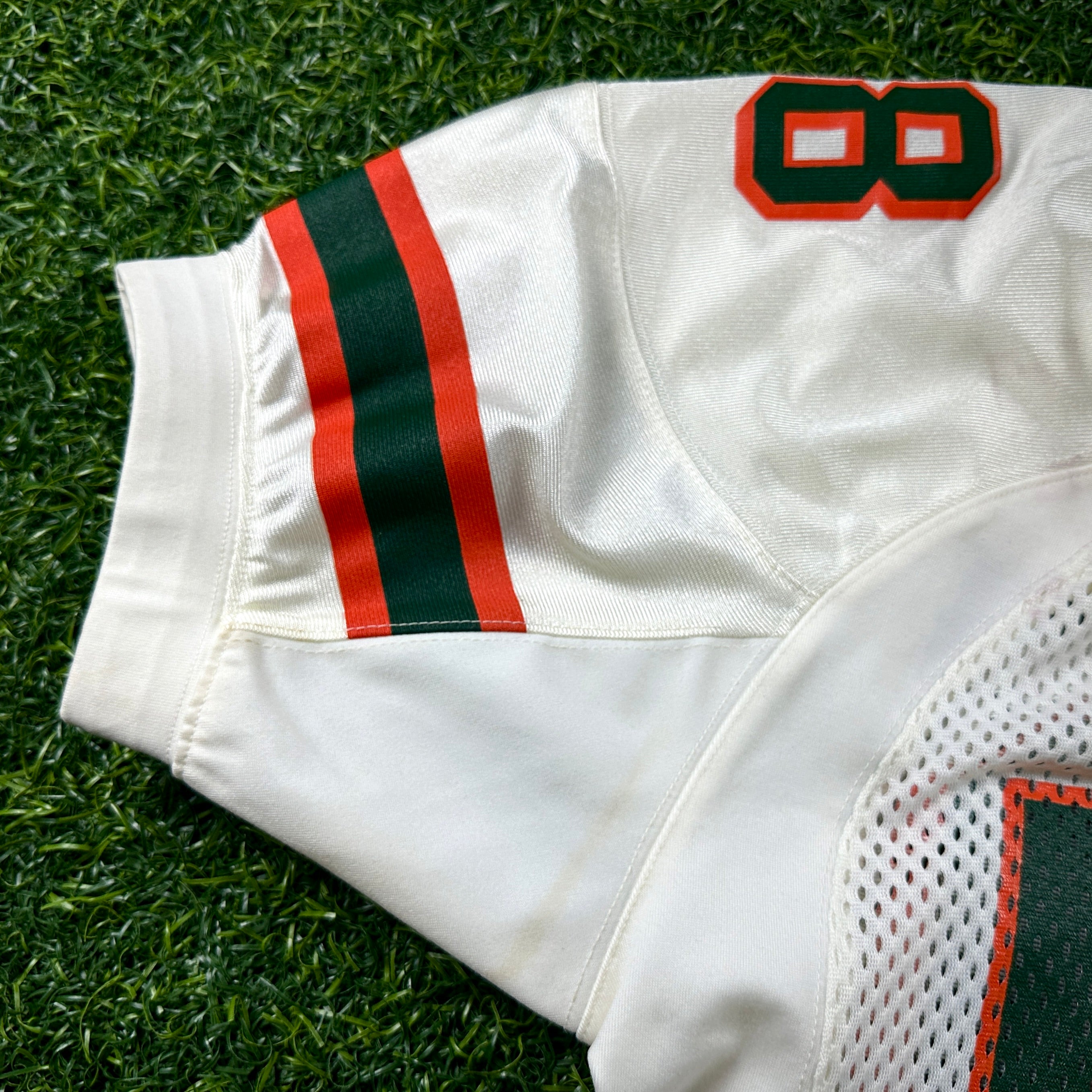 2000 Nike NCAA Game-Used Gator Bowl Jersey Miami Hurricanes Jarrell Weaver Sz. 48 Set 1