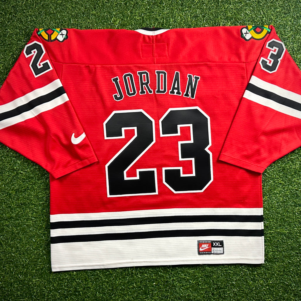 1998 Nike NHL X NBA Mashup Jersey Chicago Bulls Blackhawks Michael Jordan Red Sz. 2XL