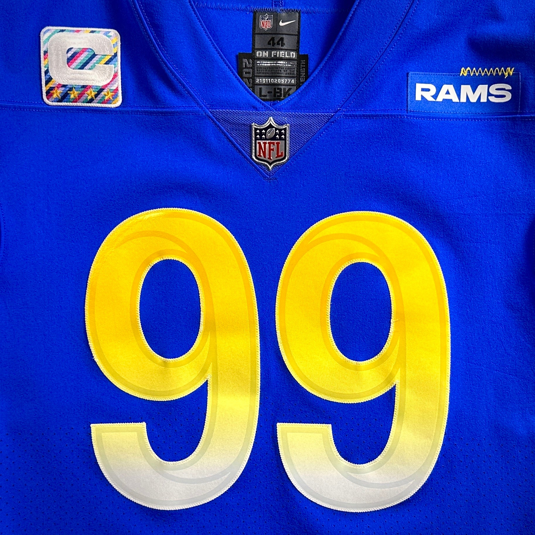 2021 Nike NFL Team Issued Jersey Los Angeles Rams Aaron Donald Crucial Catch 44