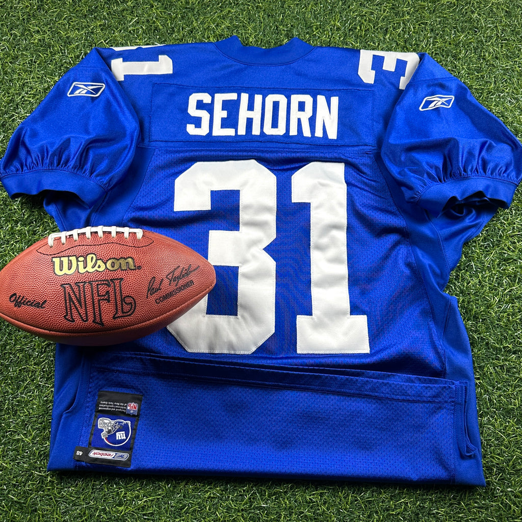 2001 Reebok NFL Authentic Jersey New York Giants Jason Sehorn Sz. 48 Helmet Tag