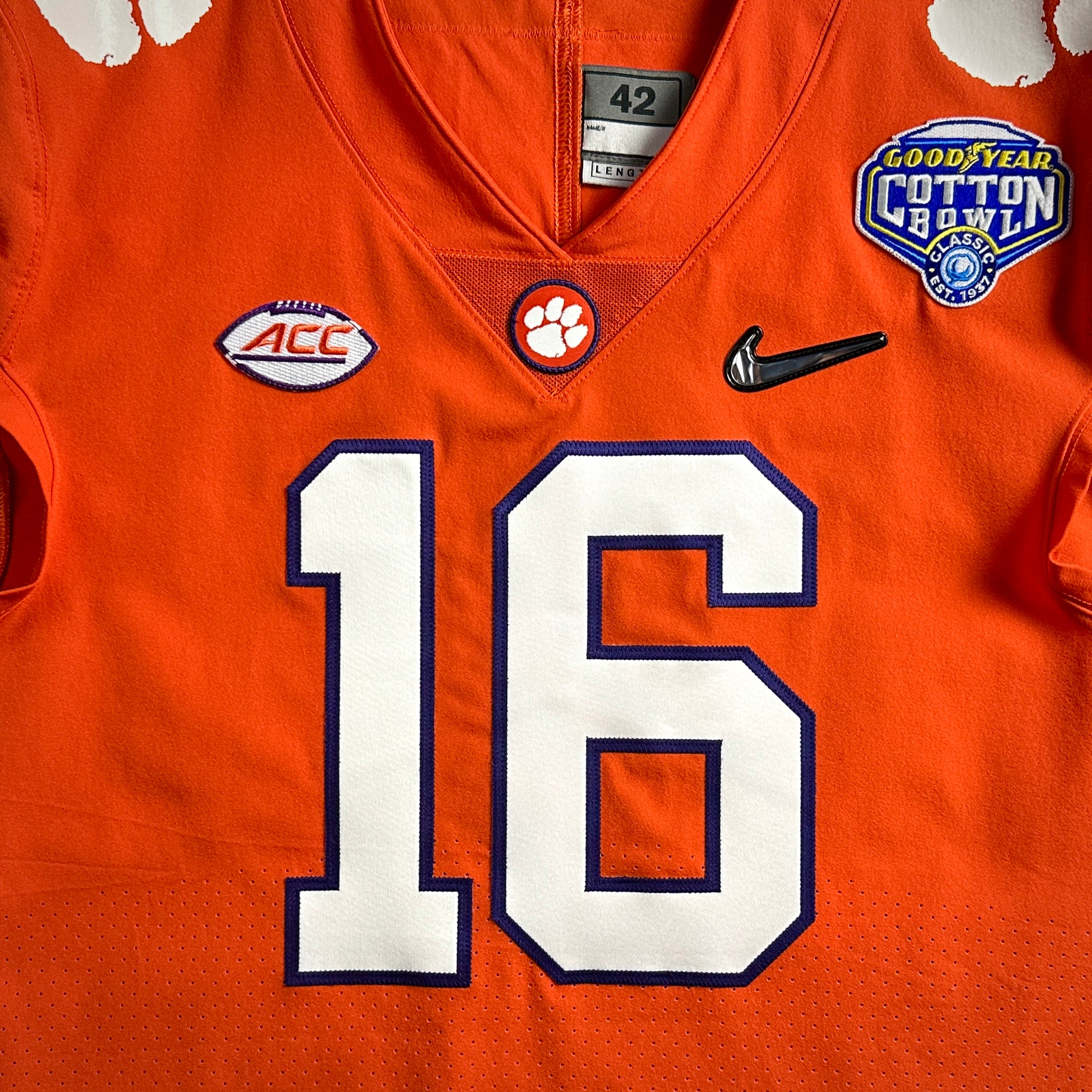 12/29/2018 Nike NCAA Clemson Tigers Game Jersey Trevor Lawrence Cotton Bowl 42