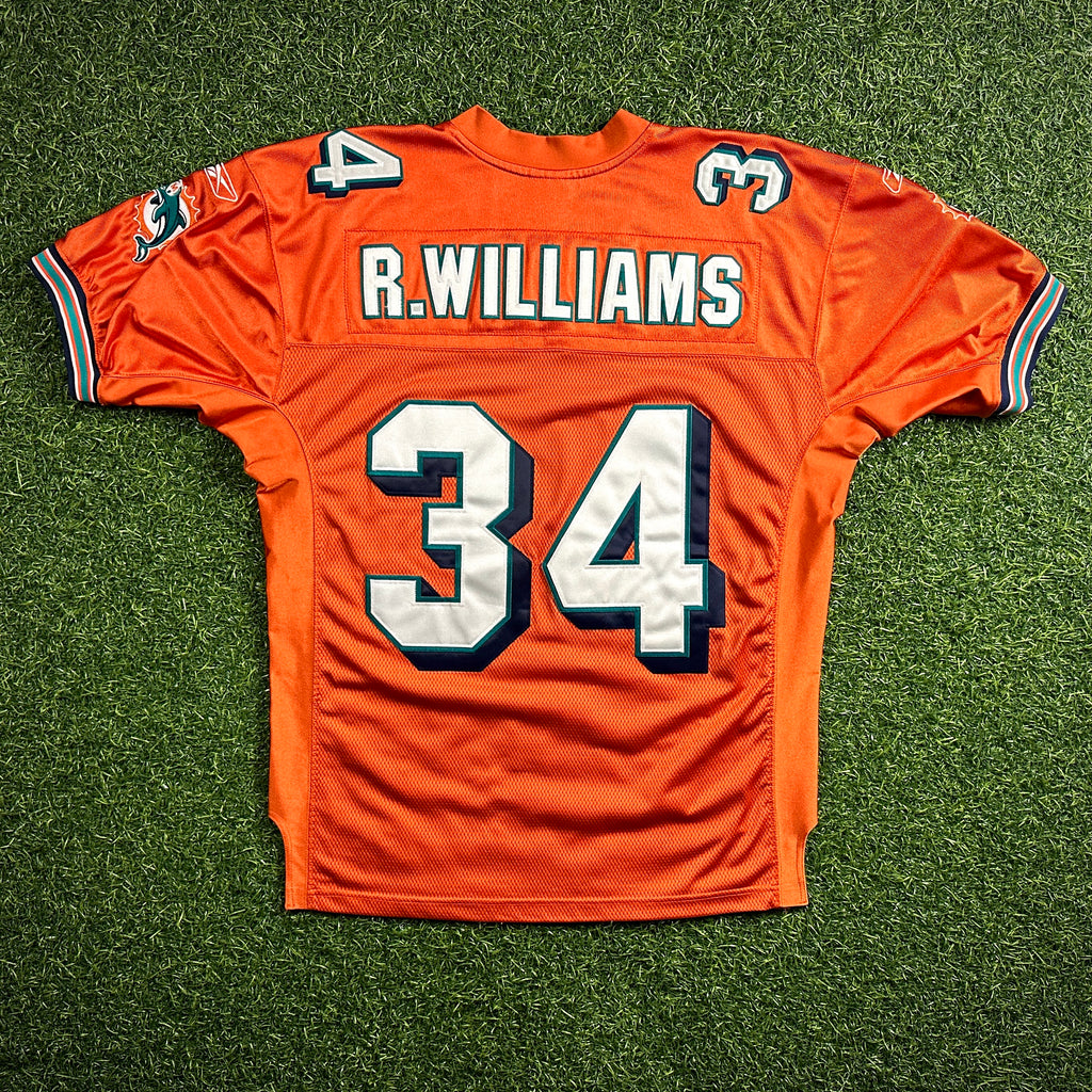 2005 Reebok NFL Authentic Jersey Miami Dolphins Ricky Williams Sz 48 Orange Alt