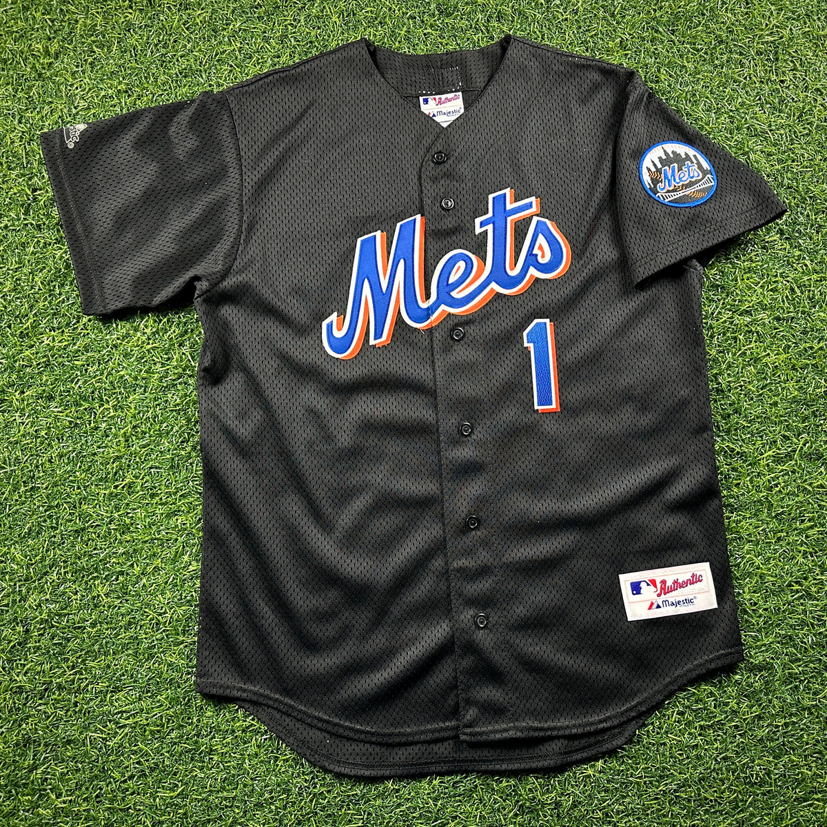 2000 Majestic MLB Jersey New York Mets Garth Brooks Black Sz. M Vintage
