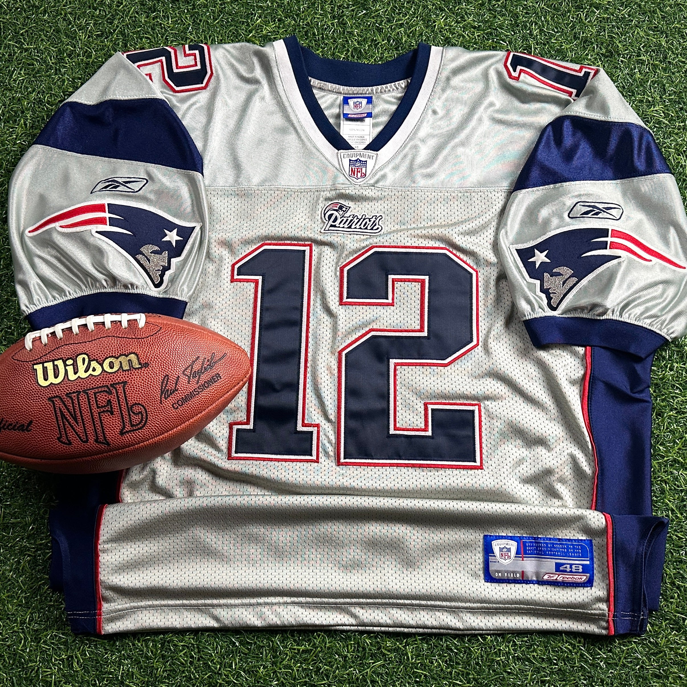 2003 Reebok NFL Authentic Jersey New England Patriots Tom Brady Sz. 48 Silver Alternate