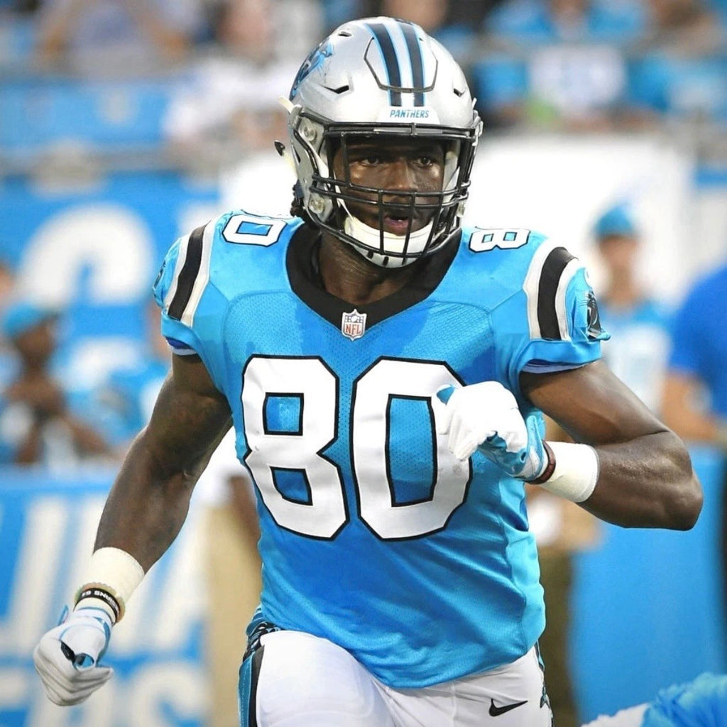 2018 Nike NFL Game Used Worn Jersey Carolina Panthers Ian Thomas Rookie Sz. 50