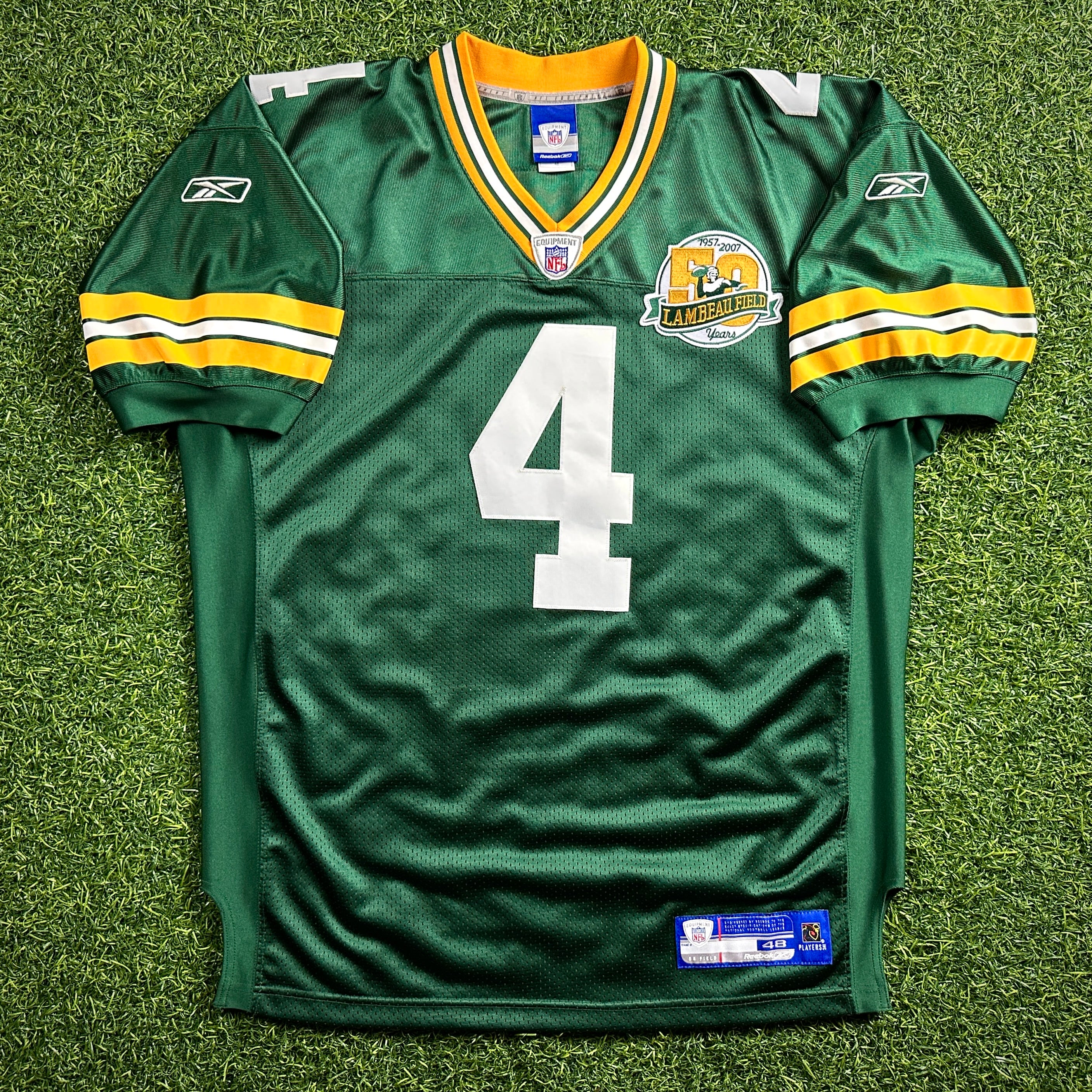 2007 Reebok NFL Authentic Jersey Green Bay Packers Brett Favre Sz. 48 Lambeau Patch
