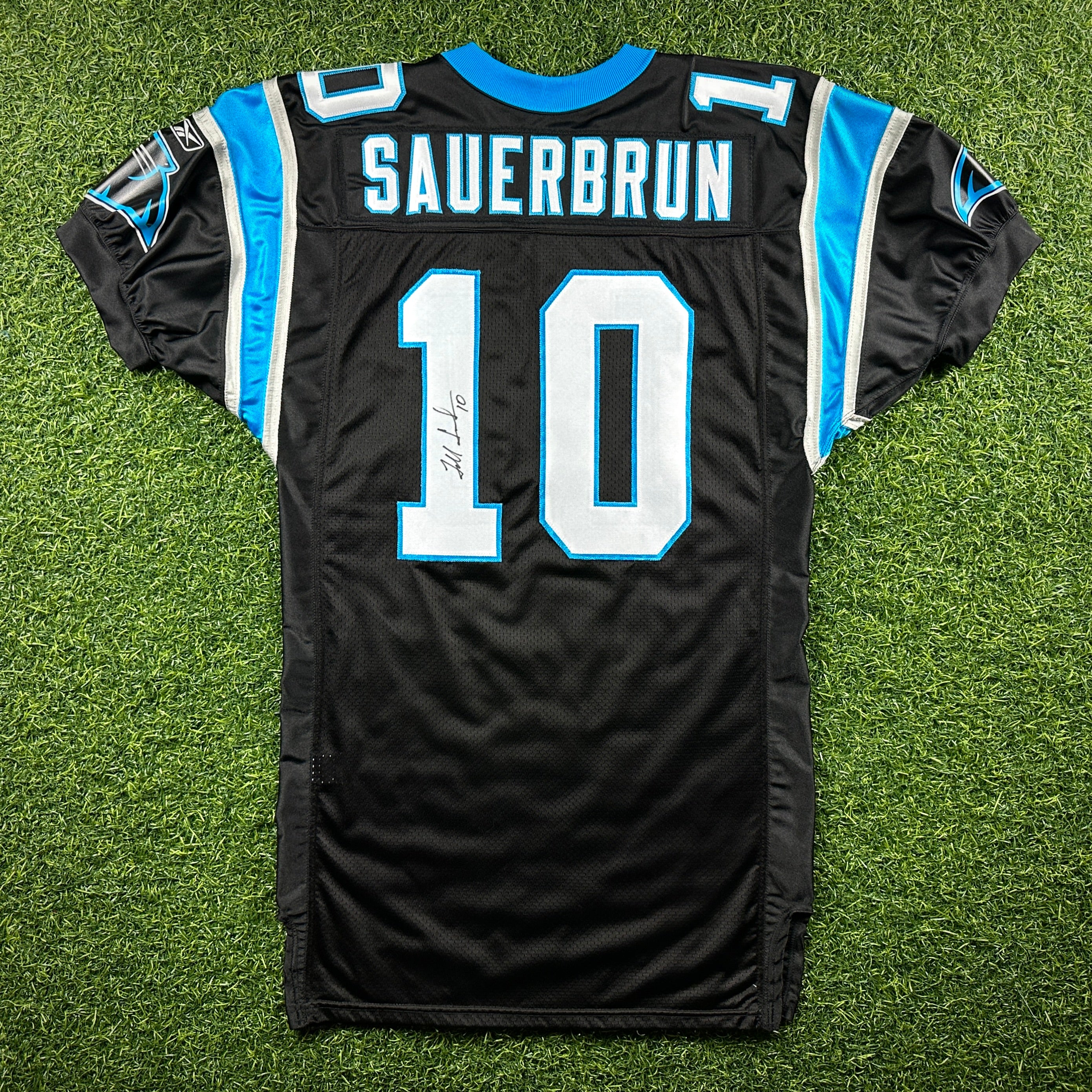 2004 Reebok NFL Team-Issued Game Jersey Carolina Panthers Todd Sauerbrun Sz. 46 Autograph PSA