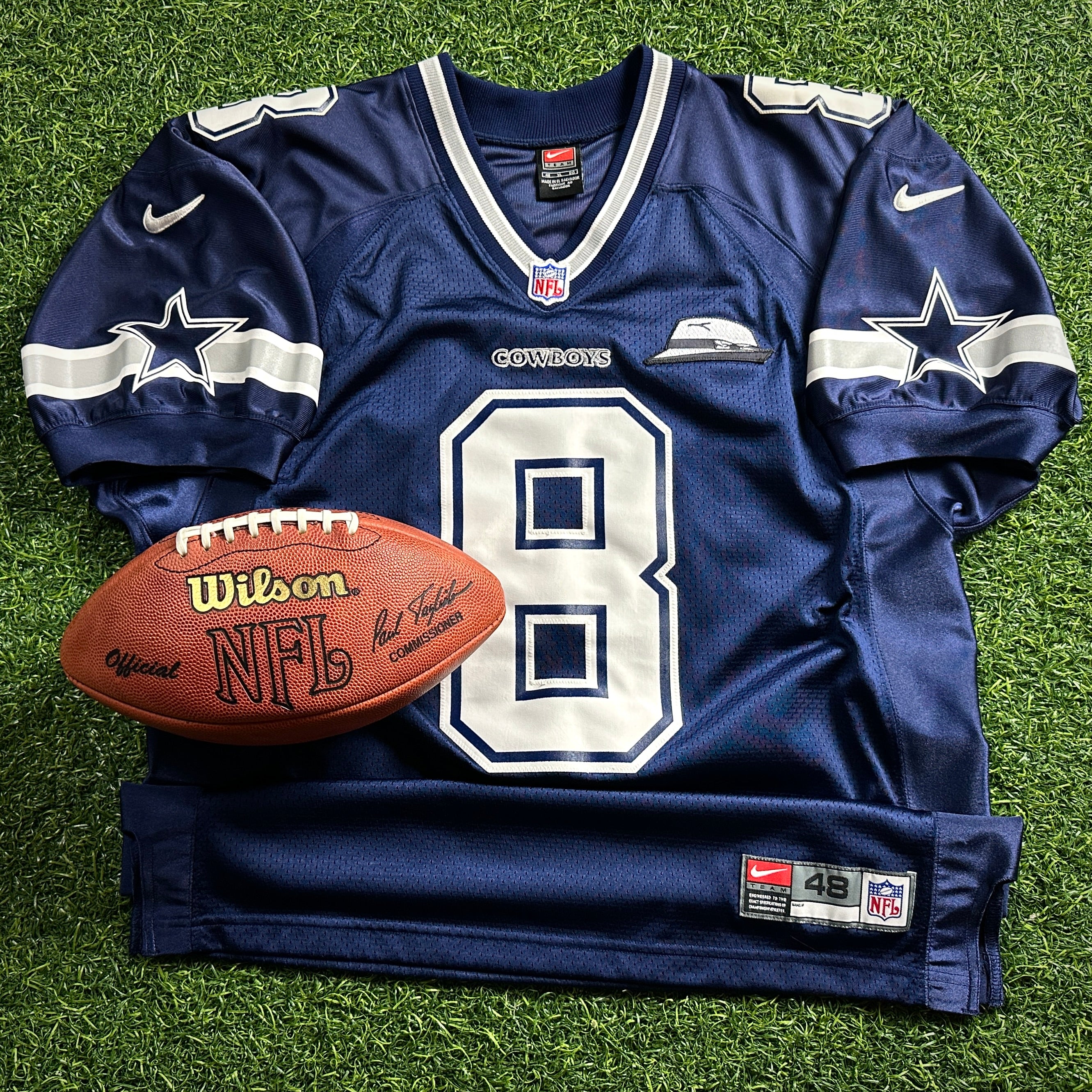2000 Nike NFL Authentic Jersey Dallas Cowboys Troy Aikman Sz 48 Tom Landry Patch