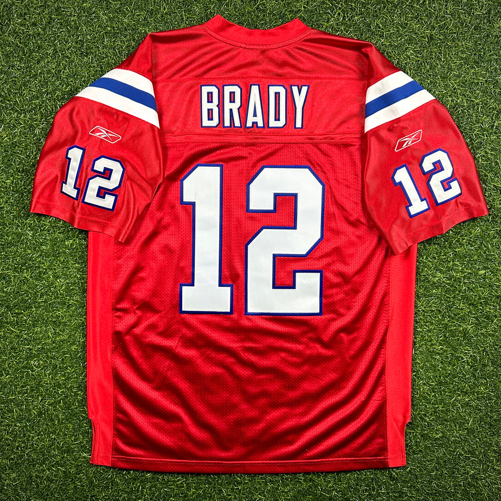 2011 Reebok NFL Authentic Red Throwback Jersey New England Patriots Tom Brady Sz. 52