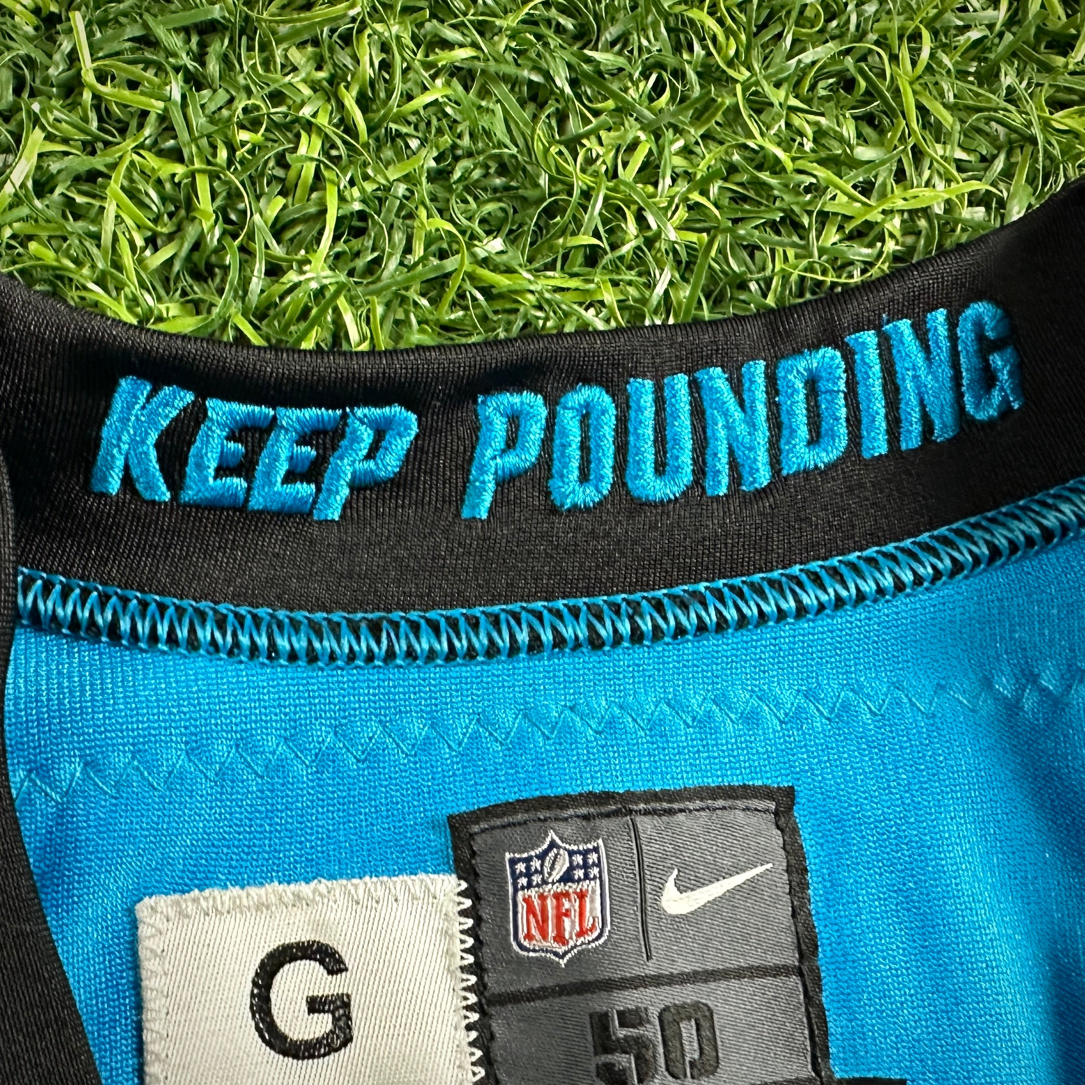 2018 Nike NFL Game Used Worn Jersey Carolina Panthers Ian Thomas Rookie Sz. 50