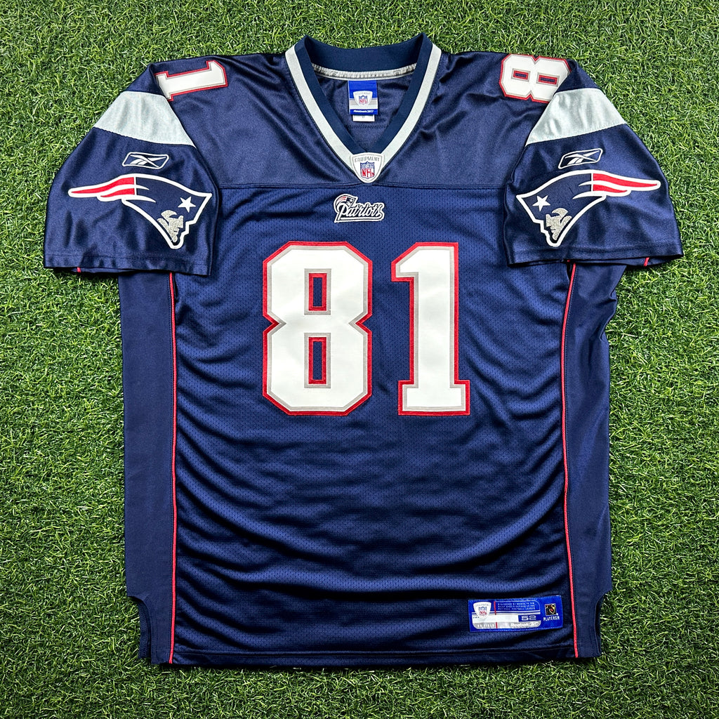 2007 Reebok NFL Authentic Jersey New England Patriots Randy Moss Blue Home Sz. 52