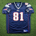2007 Reebok NFL Authentic Jersey New England Patriots Randy Moss Blue Home Sz. 52