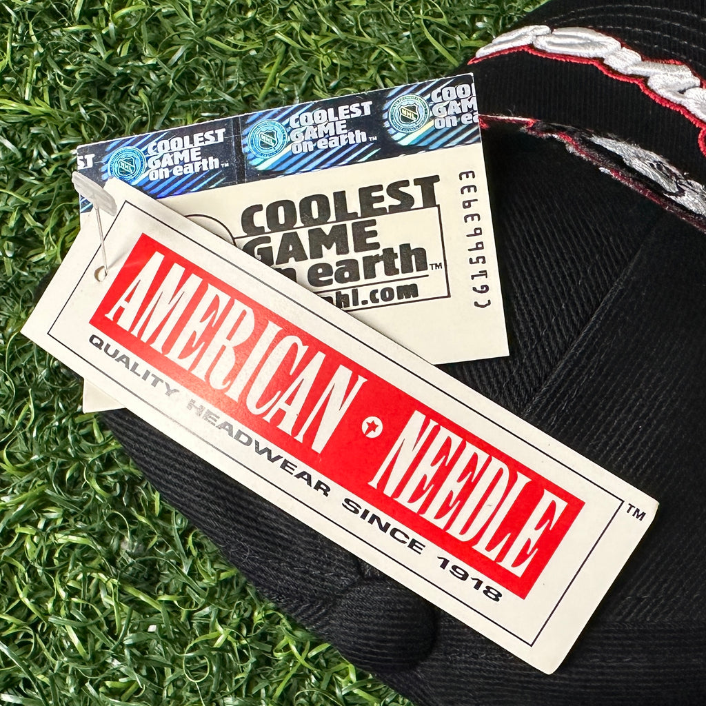 1996 American Needle NHL Strapback Hat Buffalo Sabres Flames Goathead NWT