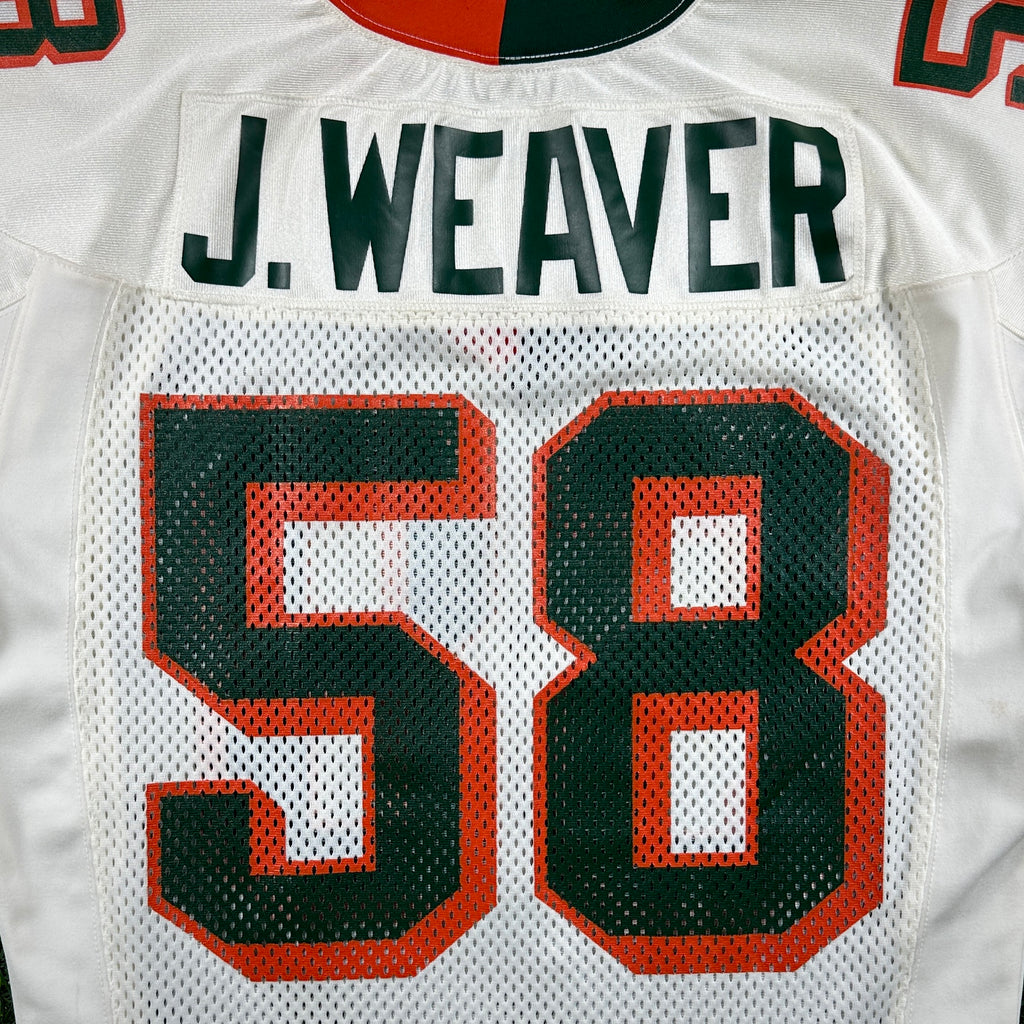 2000 Nike NCAA Game-Used Gator Bowl Jersey Miami Hurricanes Jarrell Weaver Sz. 48 Set 1