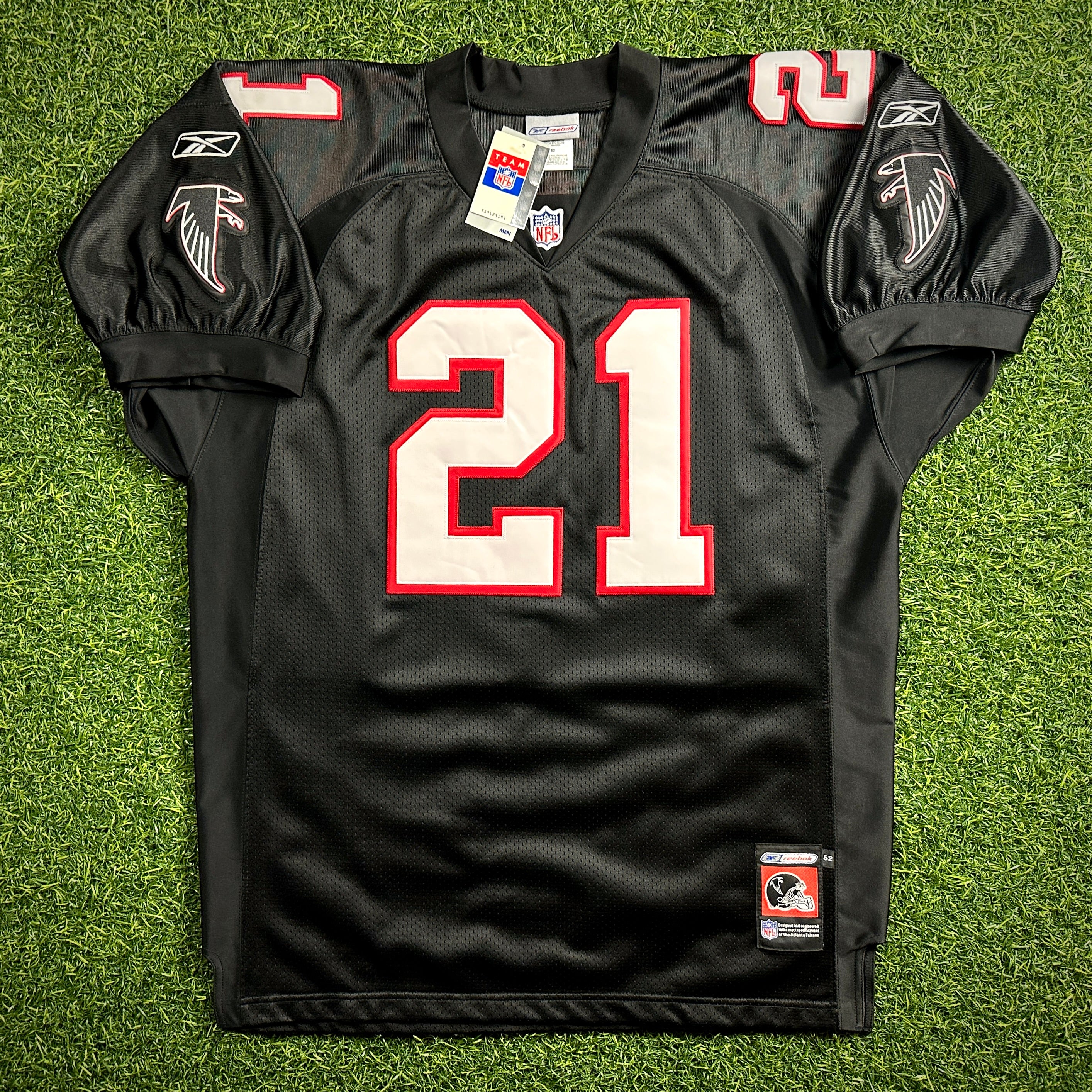 New! Reebok NFL Authentic Jersey Atlanta Falcons Deion Sanders Sz. 52 Helmet Tag