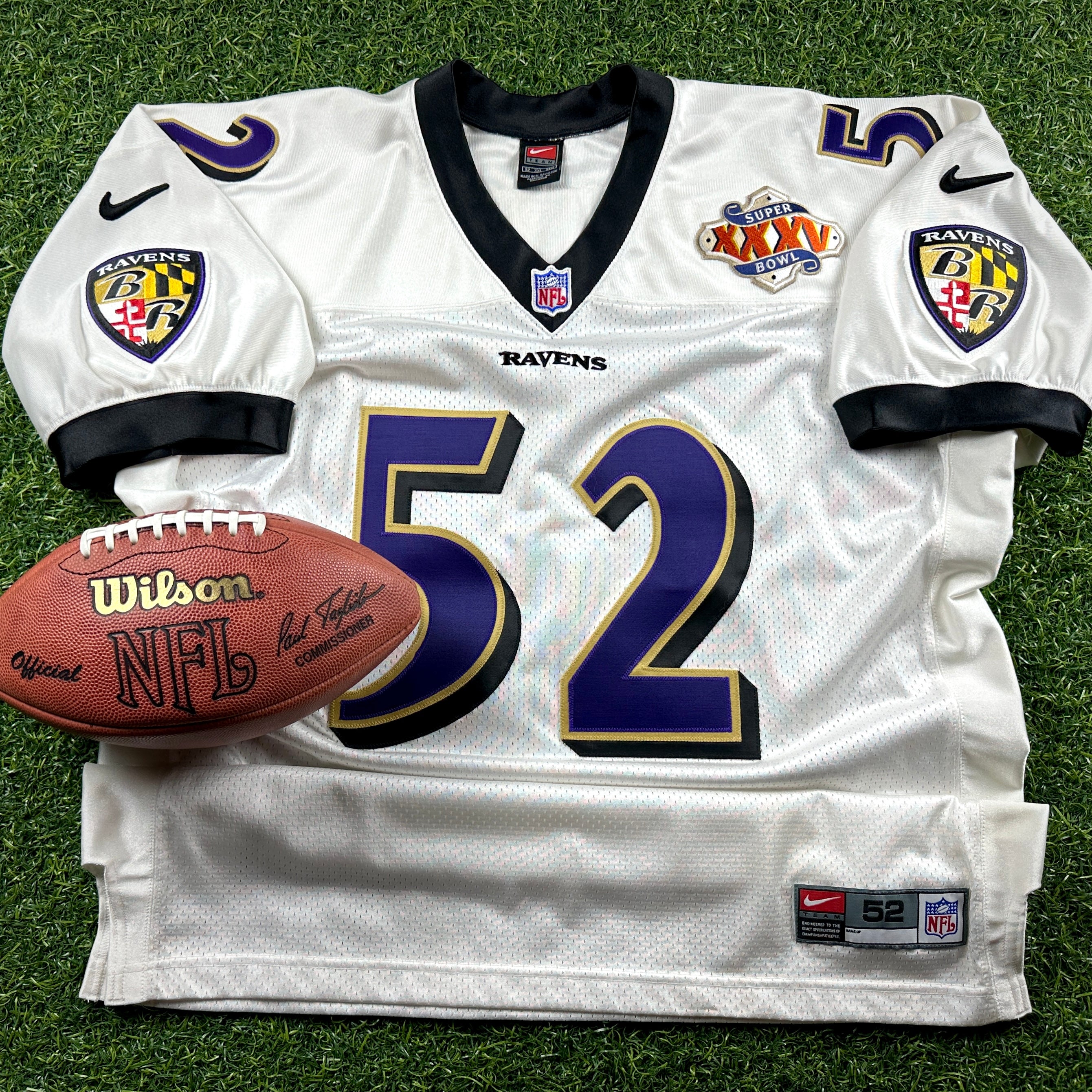 2000 Nike NFL Authentic Jersey Baltimore Ravens Ray Lewis Super Bowl XXXV SZ. 52