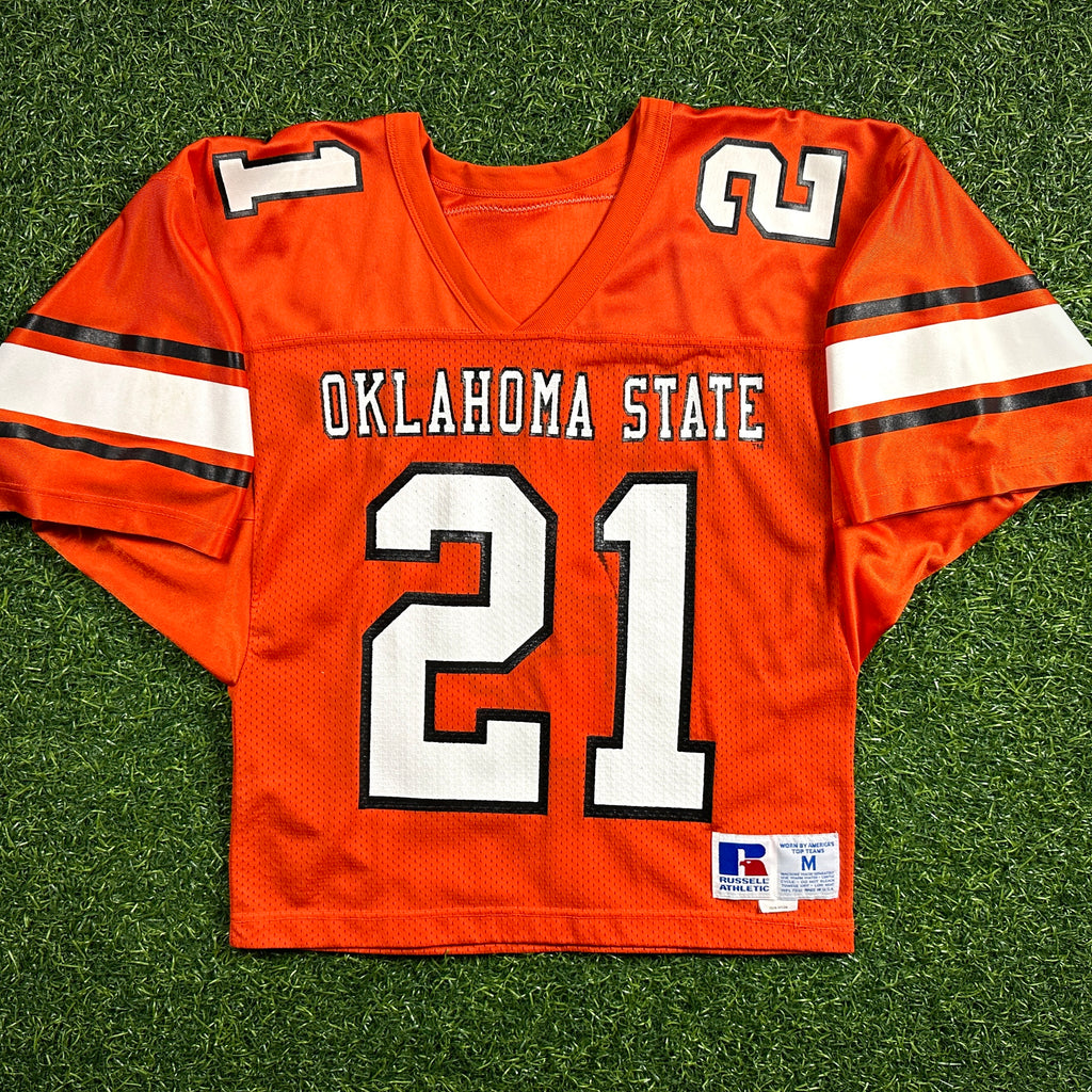 1988 Russell NCAA Team-Issued Jersey Oklahoma State Cowboys Barry Sanders Autograph JSA