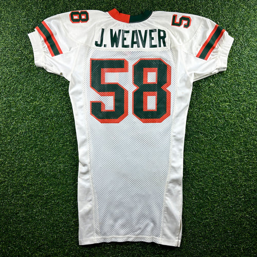 2000 Nike NCAA Game-Used Gator Bowl Jersey Miami Hurricanes Jarrell Weaver Sz. 48 Set 1
