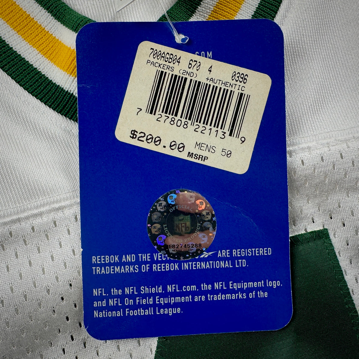 New! 2002 Reebok NFL Authentic Jersey Green Bay Packers Brett Favre Sz. 50 White NWT Vintage
