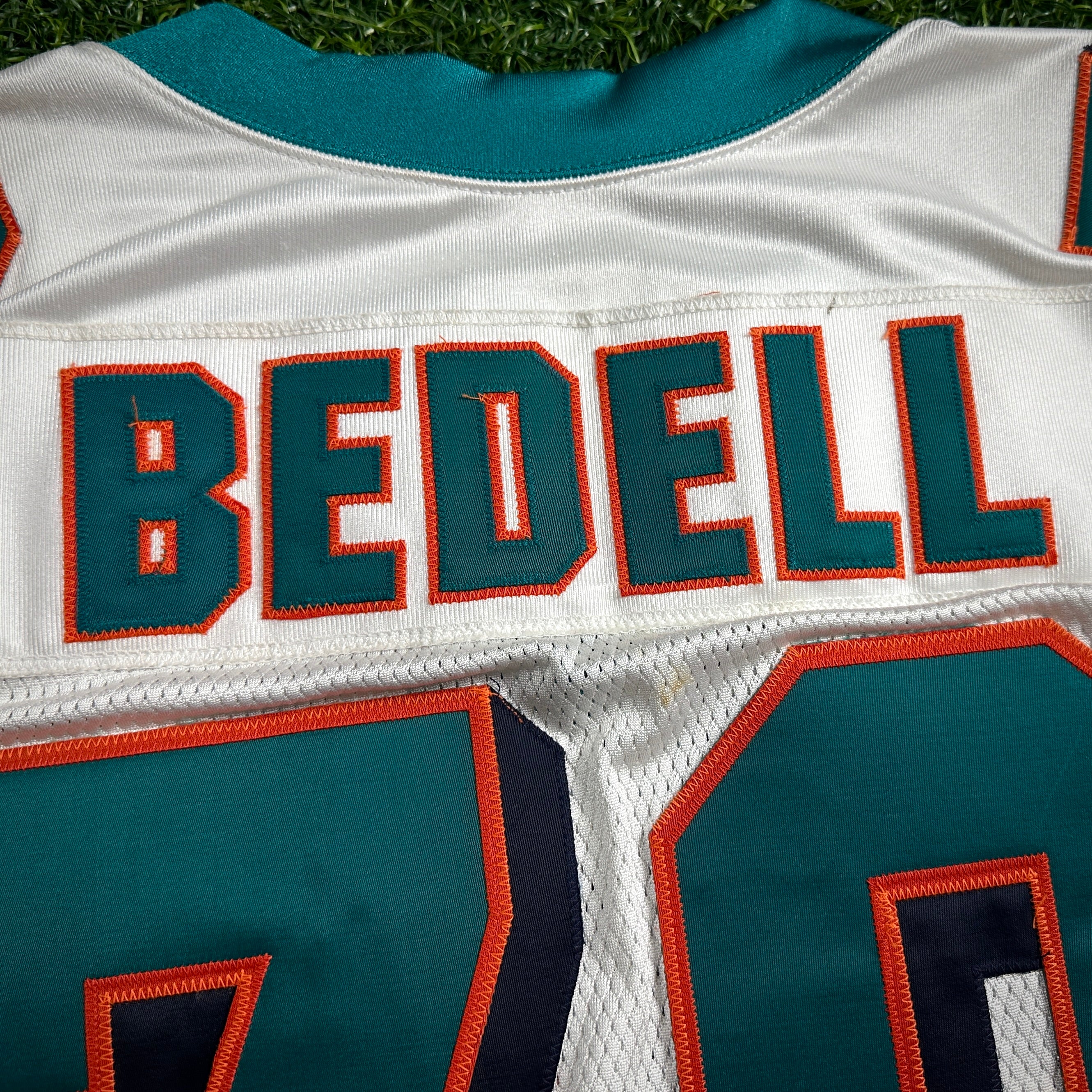 2003 Reebok NFL Game Used Worn Jersey Miami Dolphins Brad Bedell Sz. 50 Vintage