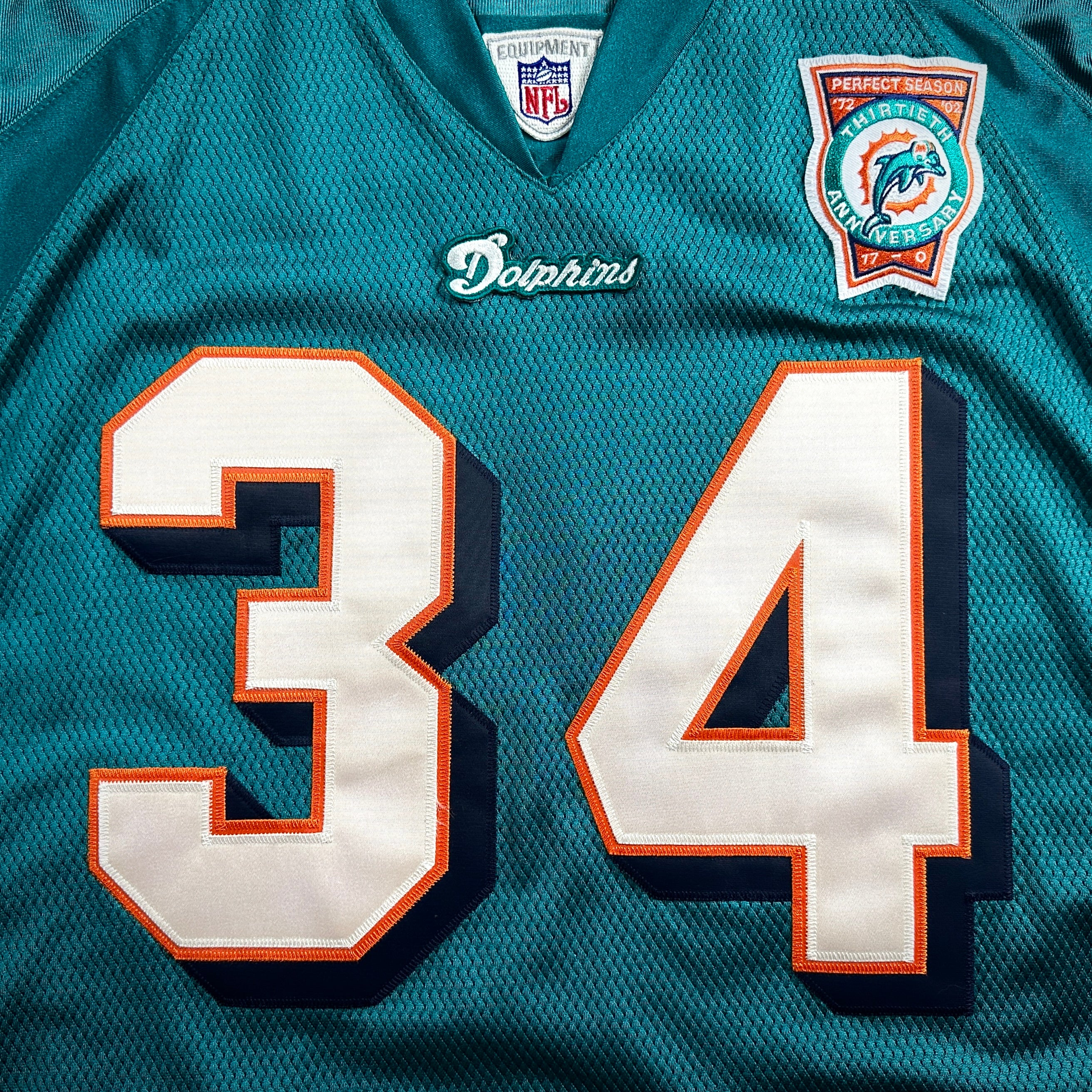 2002 Reebok NFL Authentic Jersey Miami Dolphins Ricky Williams Sz. 50 Anniversary Patch