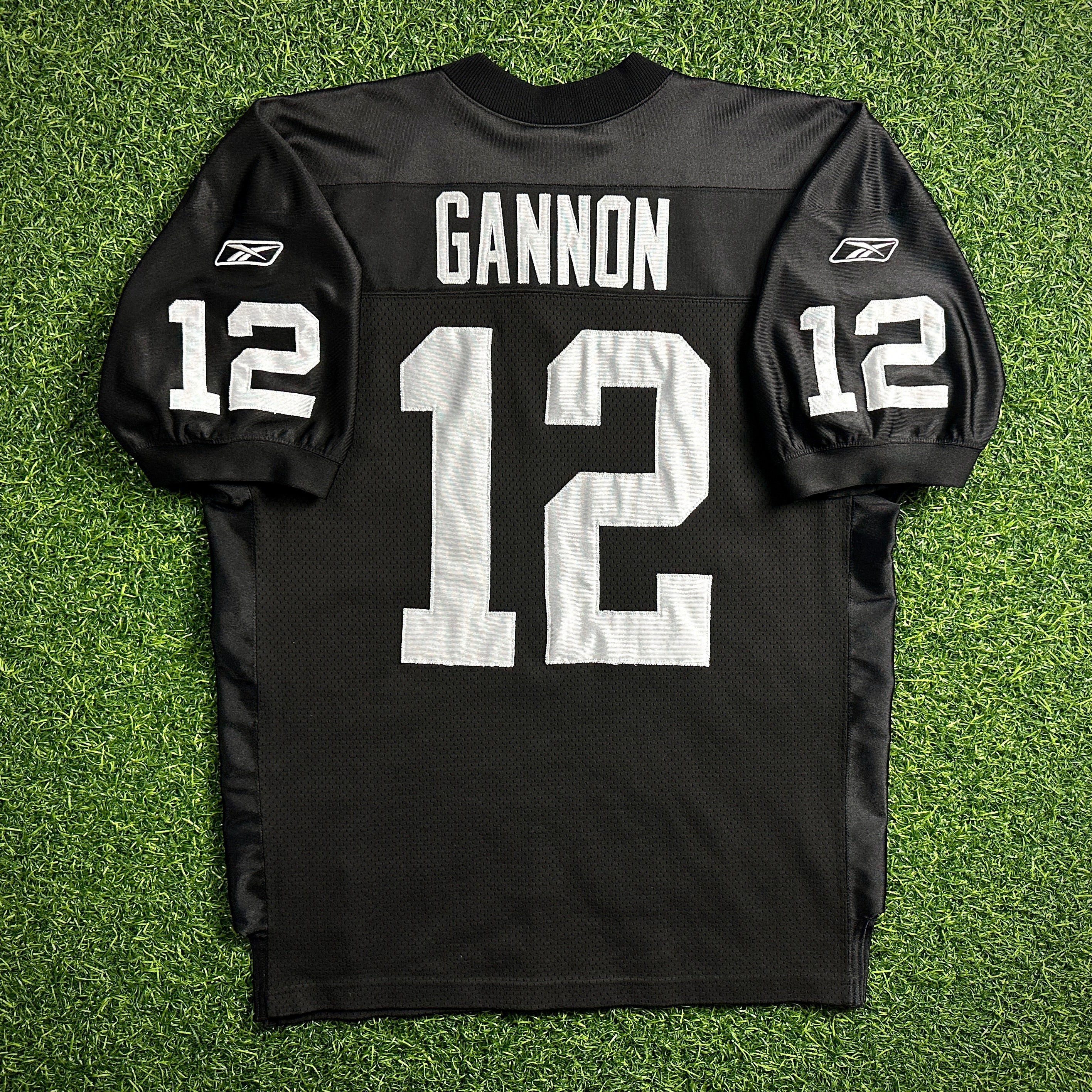 2001 Reebok NFL Authentic Jersey Oakland Raiders Rich Gannon Sz. 50 Vintage Helmet Tag